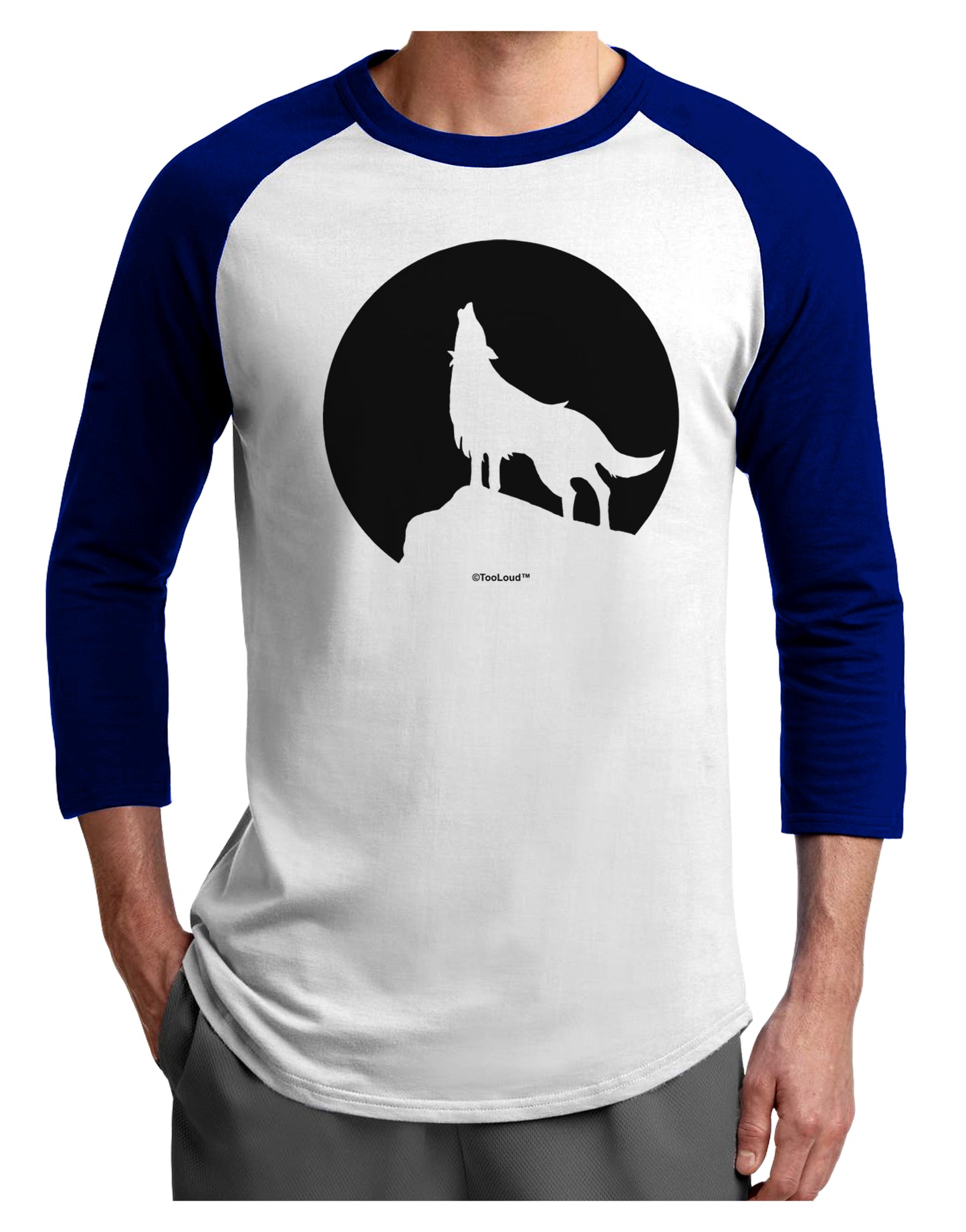 Wolf Howling at the Moon - Design #1 Adult Raglan Shirt by TooLoud-TooLoud-White-Royal-X-Small-Davson Sales