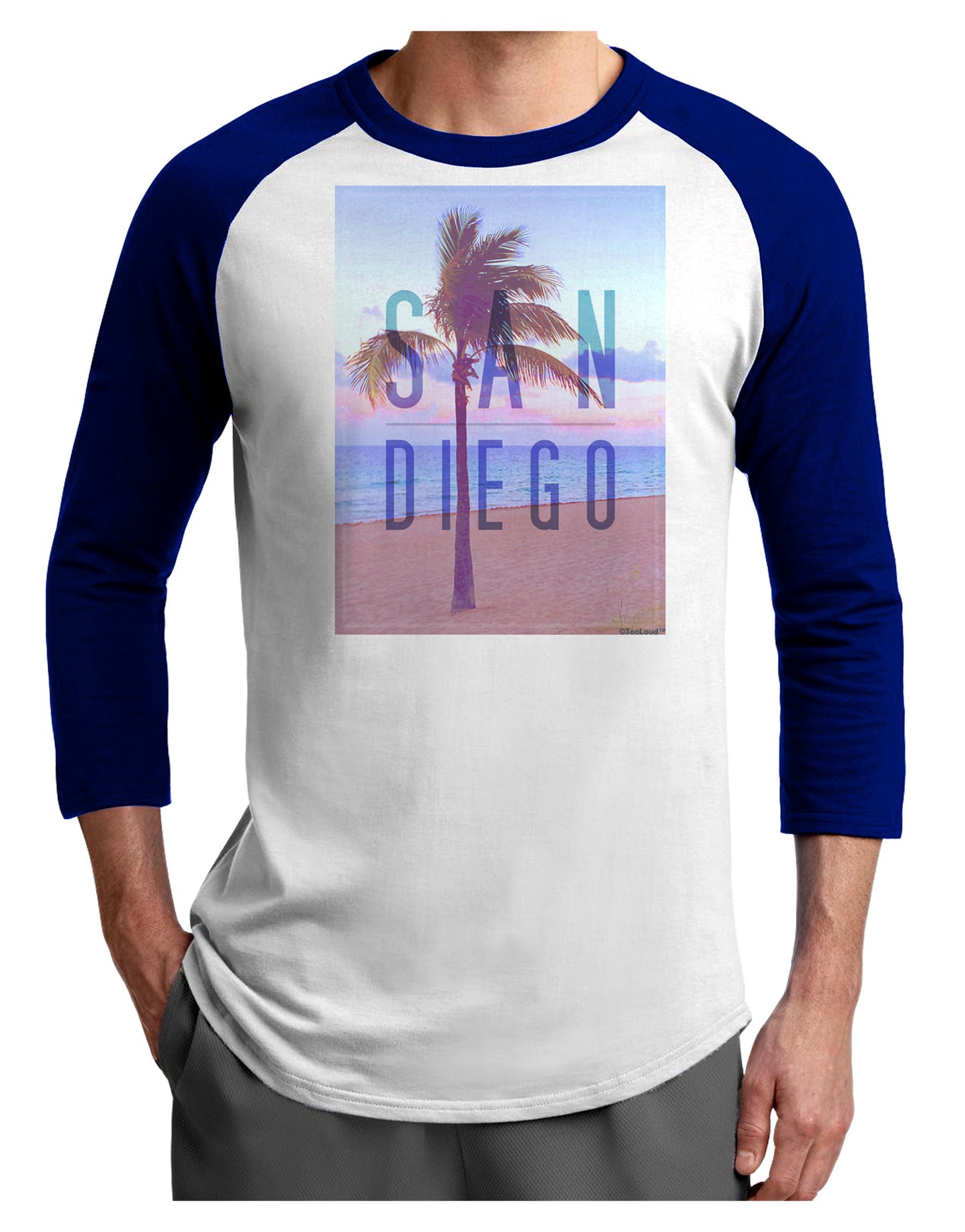 San Diego Beach Filter Adult Raglan Shirt-Raglan Shirt-TooLoud-White-Royal-X-Small-Davson Sales
