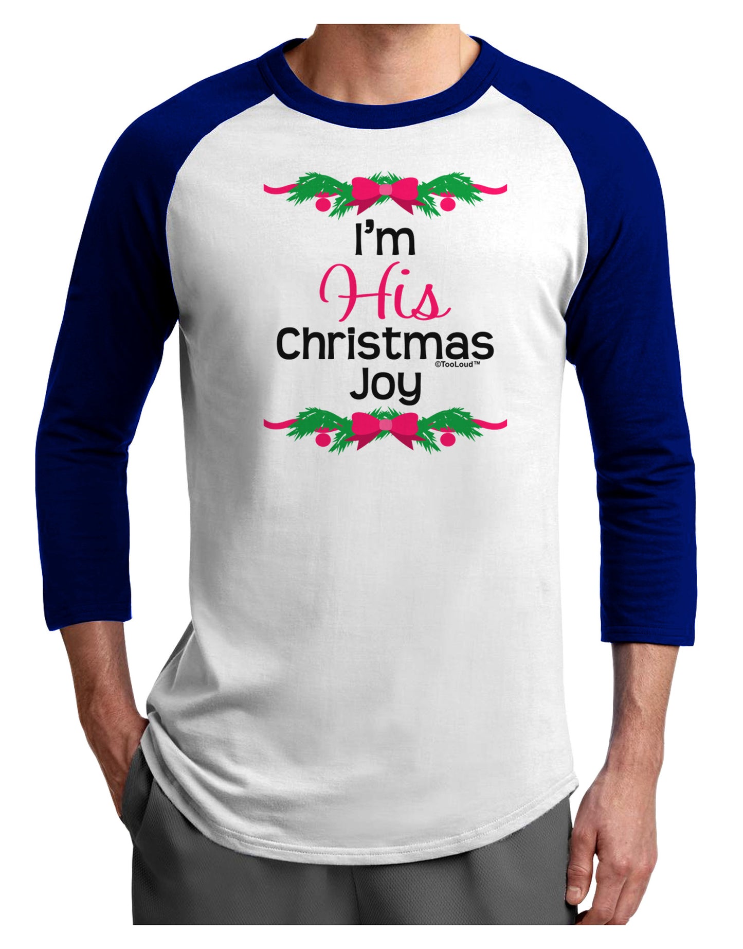 His Christmas Joy Matching His & Hers Adult Raglan Shirt-Raglan Shirt-TooLoud-White-Royal-X-Small-Davson Sales