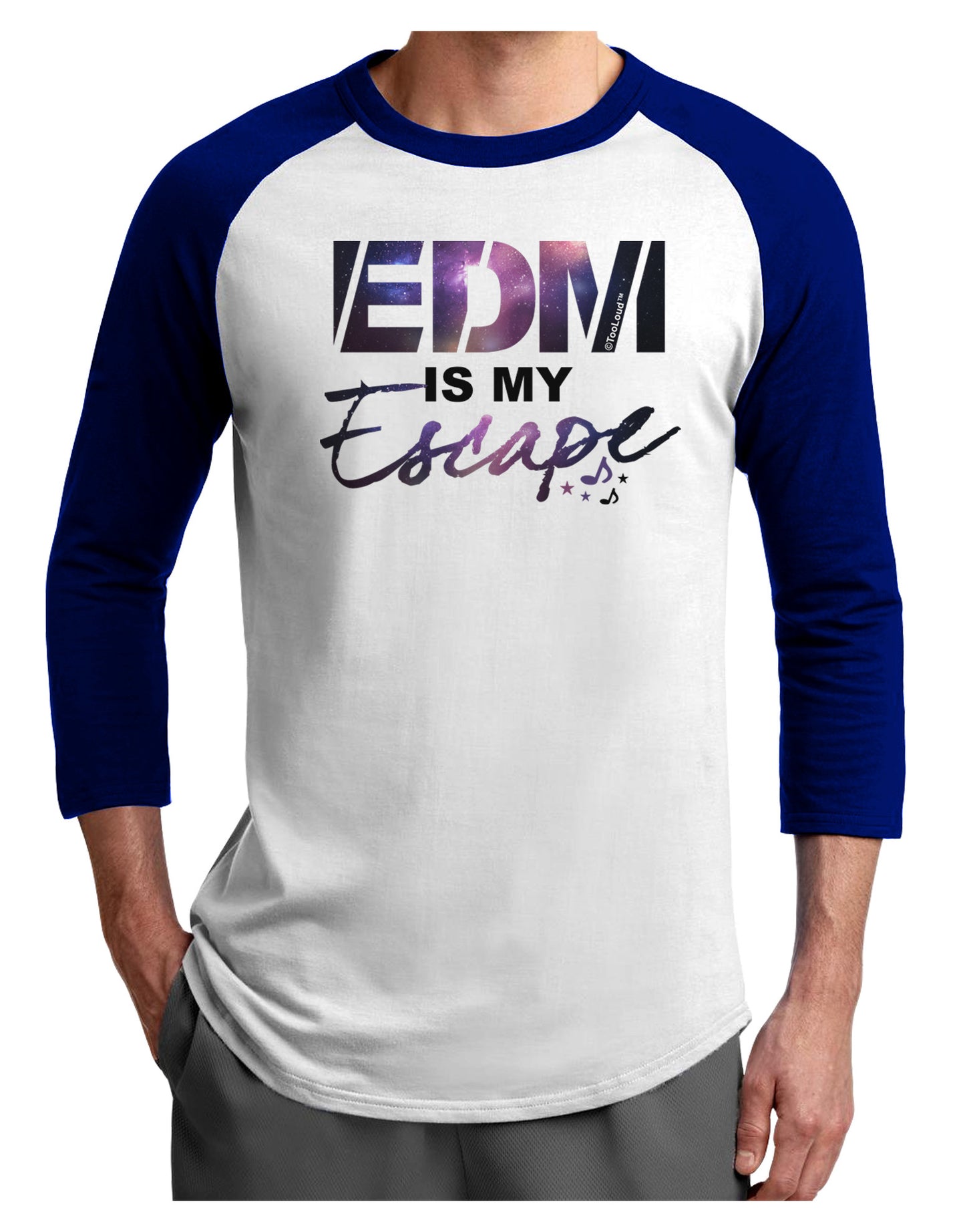 EDM Is My Escape Adult Raglan Shirt-Raglan Shirt-TooLoud-White-Royal-X-Small-Davson Sales