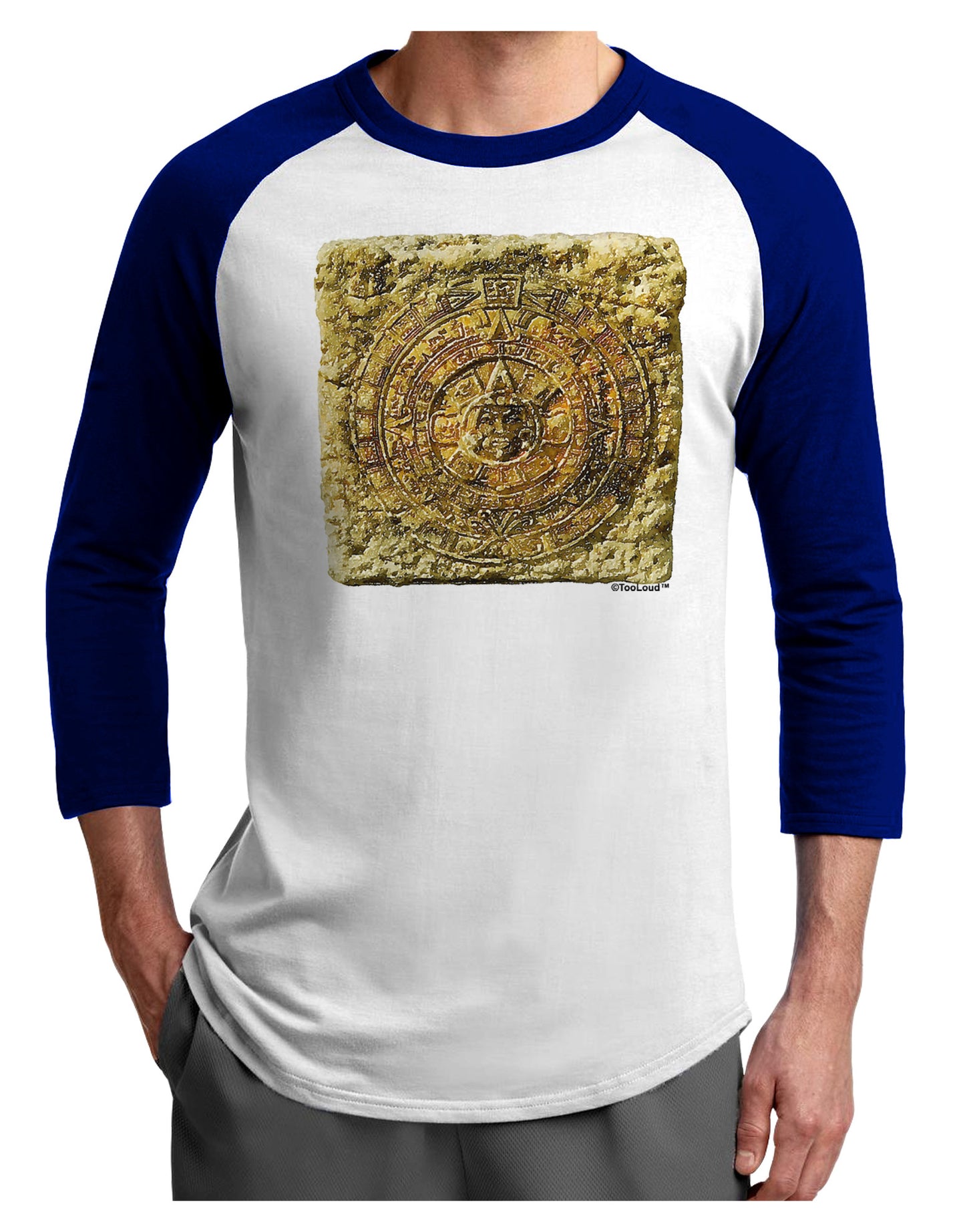 Stone Carving Sepia Adult Raglan Shirt-TooLoud-White-Royal-X-Small-Davson Sales