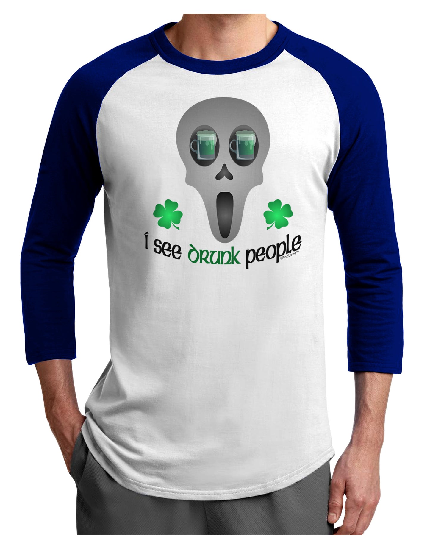 I See Drunk People Adult Raglan Shirt-Raglan Shirt-TooLoud-White-Royal-X-Small-Davson Sales