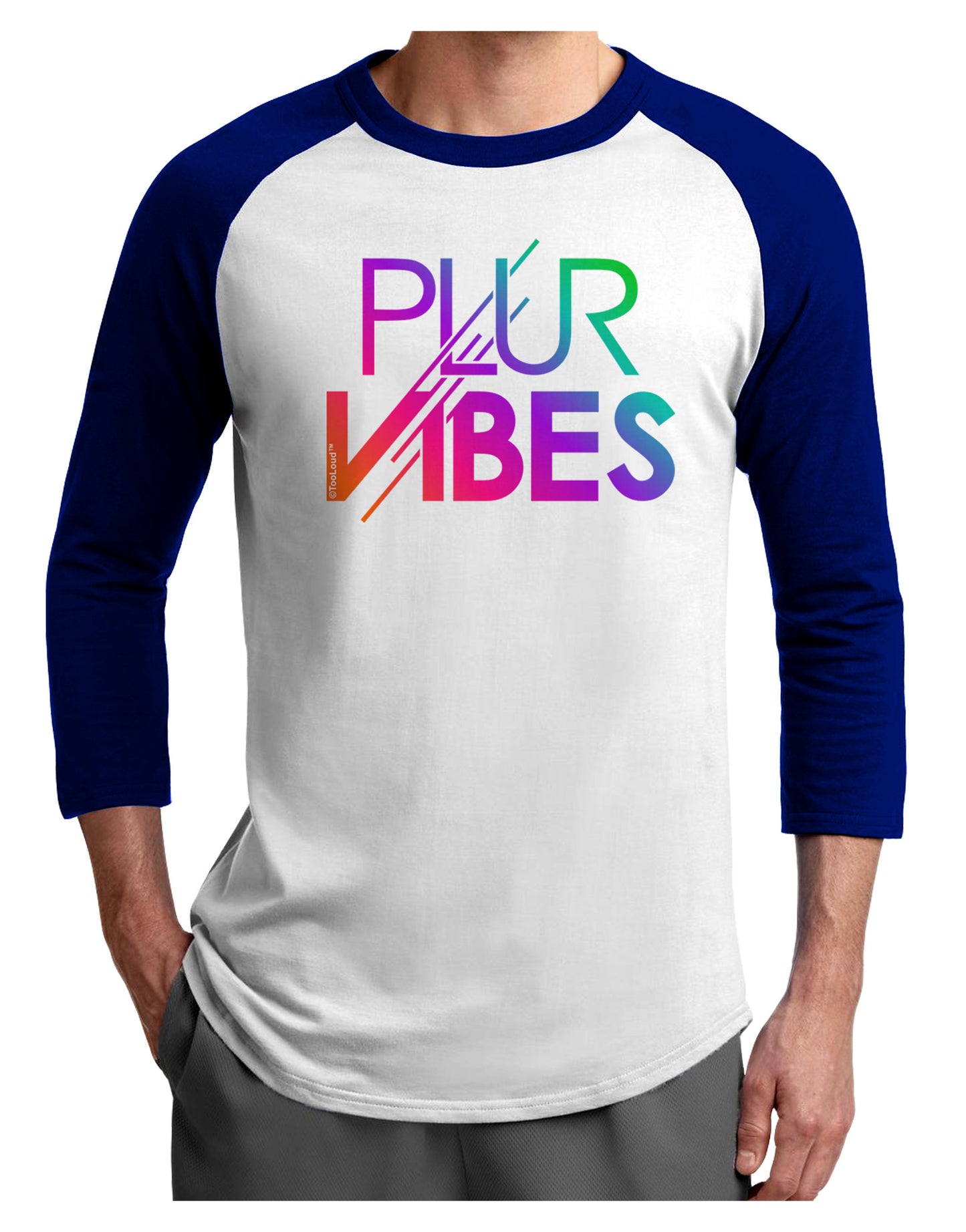 PLUR Vibes Adult Raglan Shirt-Raglan Shirt-TooLoud-White-Royal-X-Small-Davson Sales