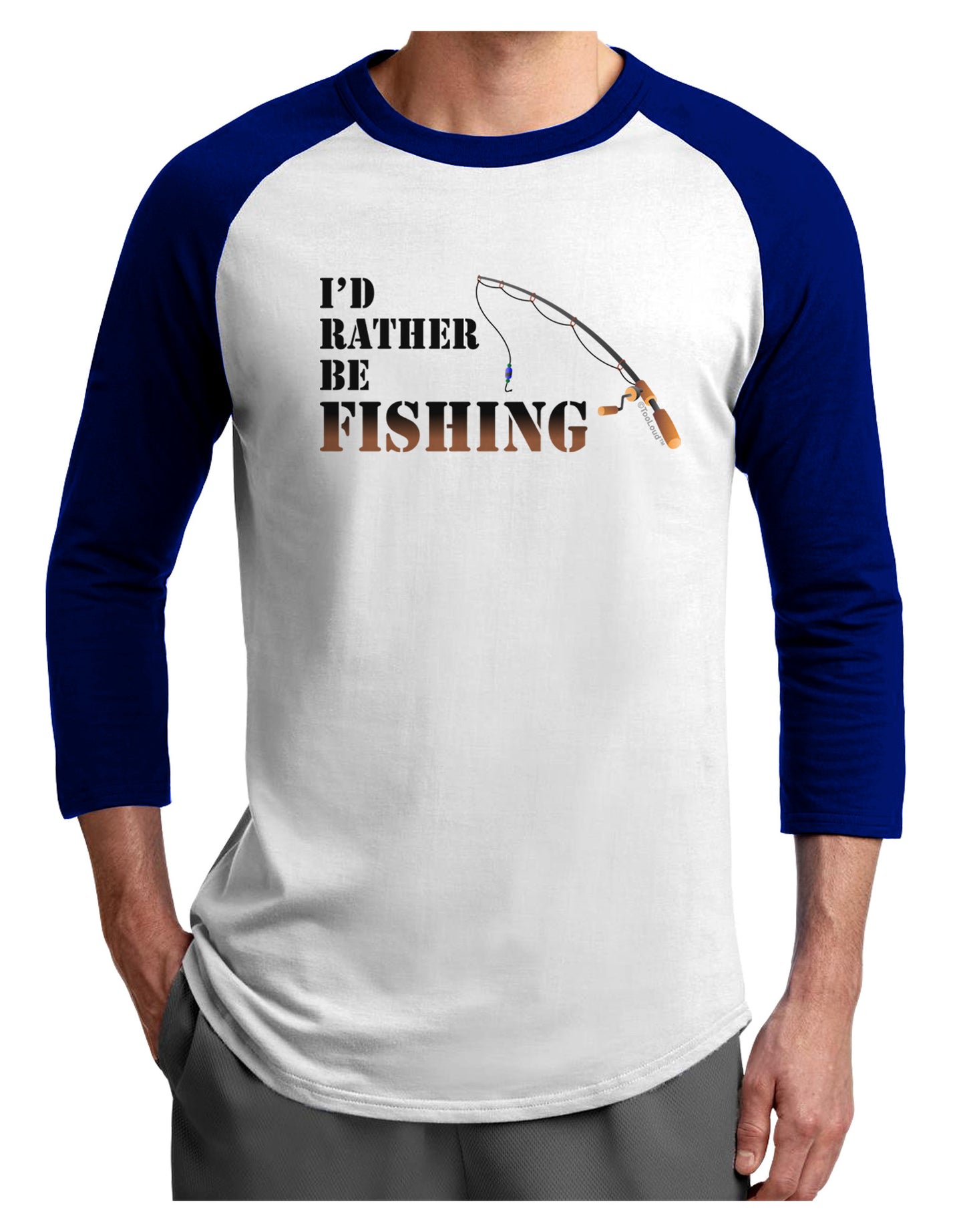 I'd Rather Be Fishing Adult Raglan Shirt-Raglan Shirt-TooLoud-White-Royal-X-Small-Davson Sales