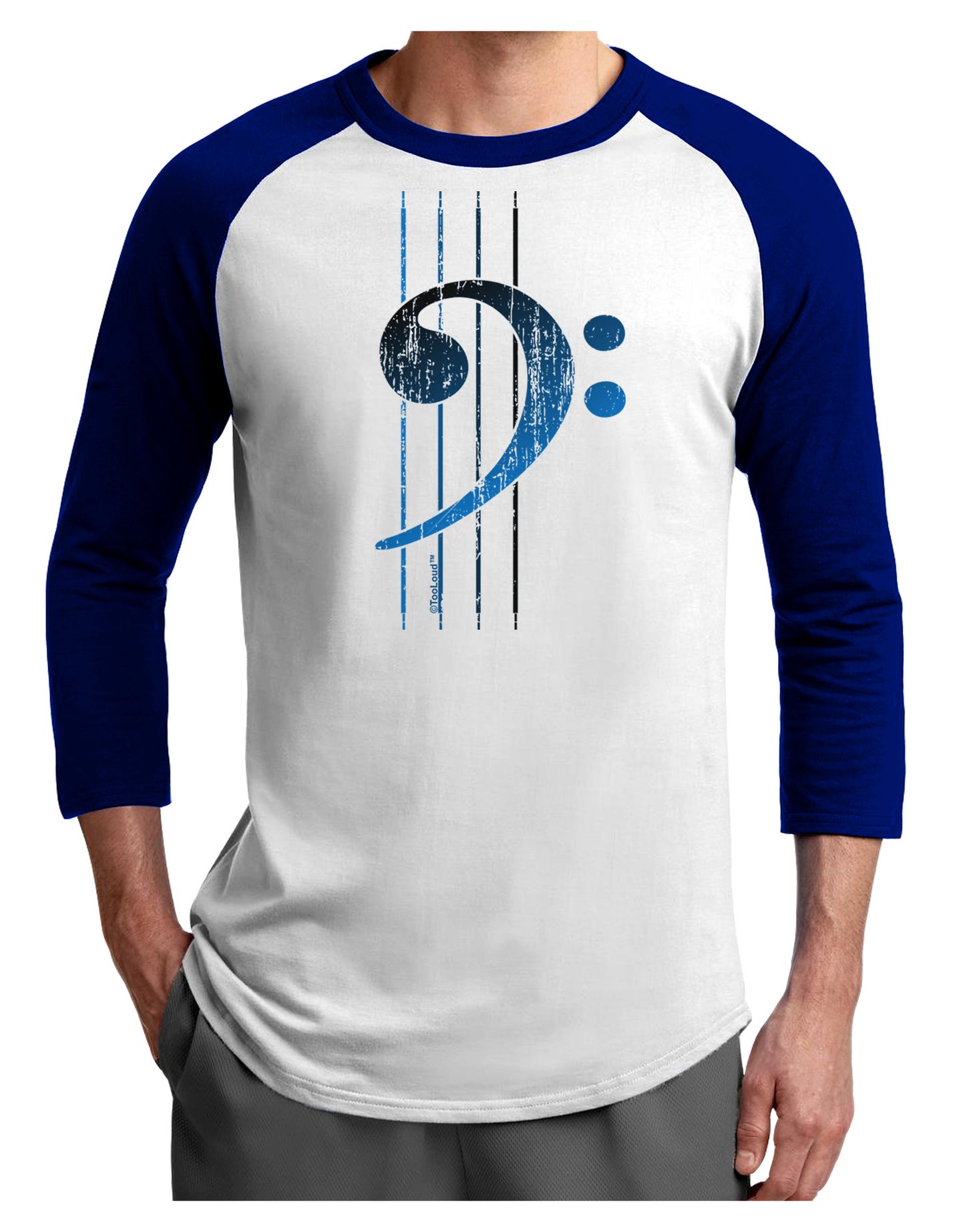 Distressed Bass Strings Adult Raglan Shirt-Raglan Shirt-TooLoud-White-Royal-X-Small-Davson Sales