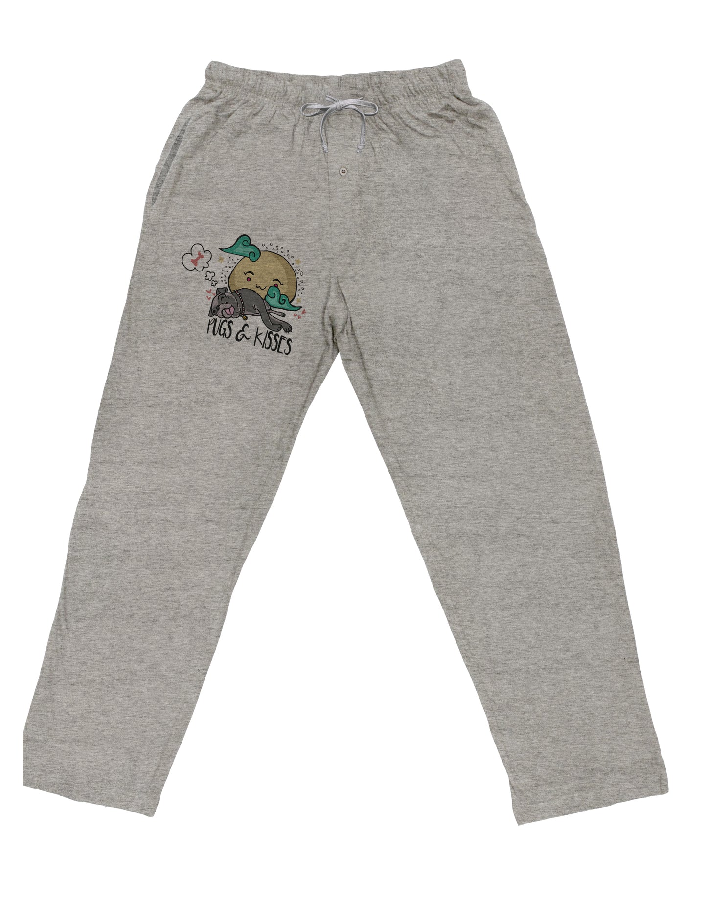 TooLoud Pugs and Kisses Adult Loose Fit Lounge Pants-Lounge Pants-TooLoud-Ash-Gray-Small-Davson Sales