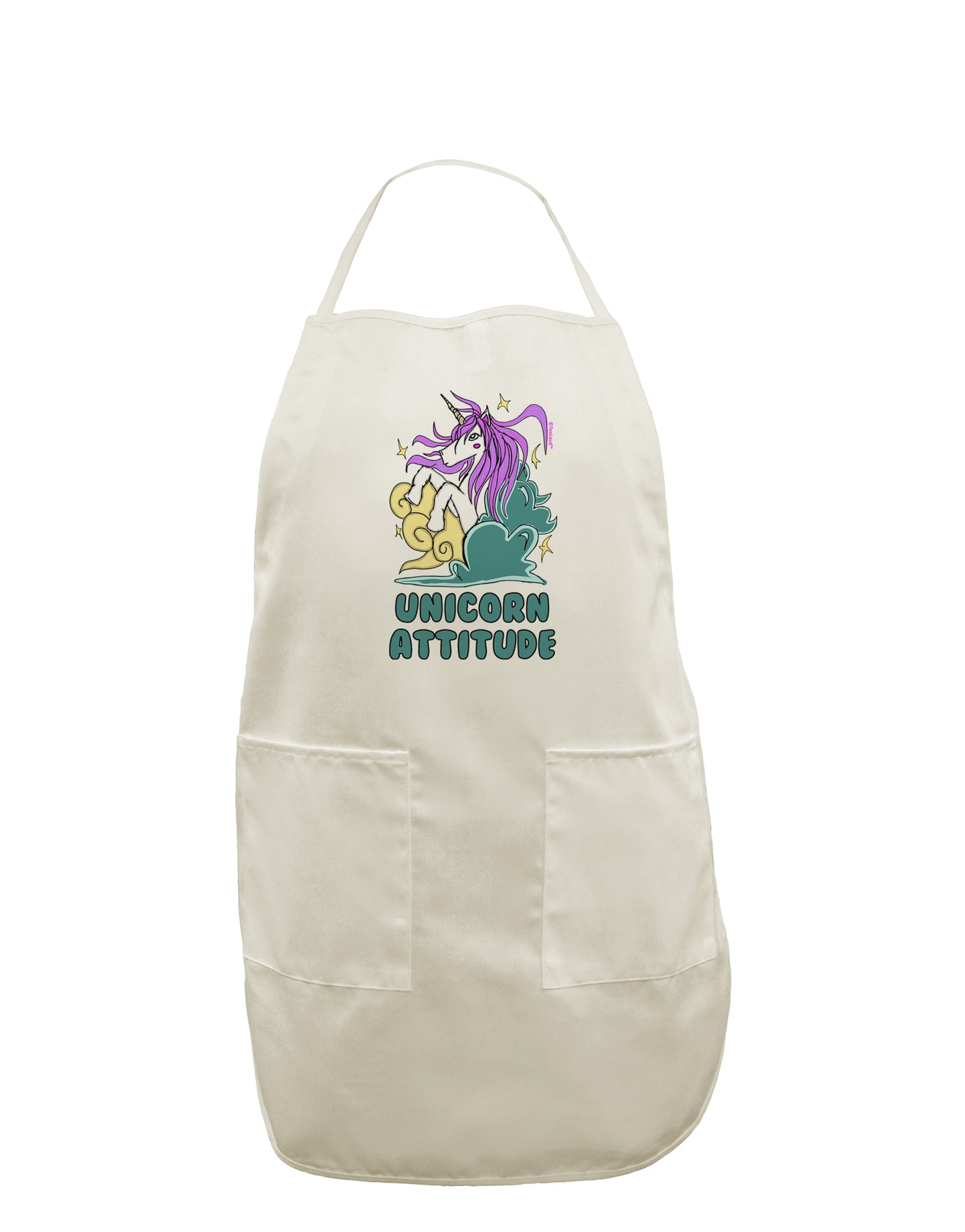 TooLoud Unicorn Attitude White Plus Size Apron-Bib Apron-TooLoud-Davson Sales