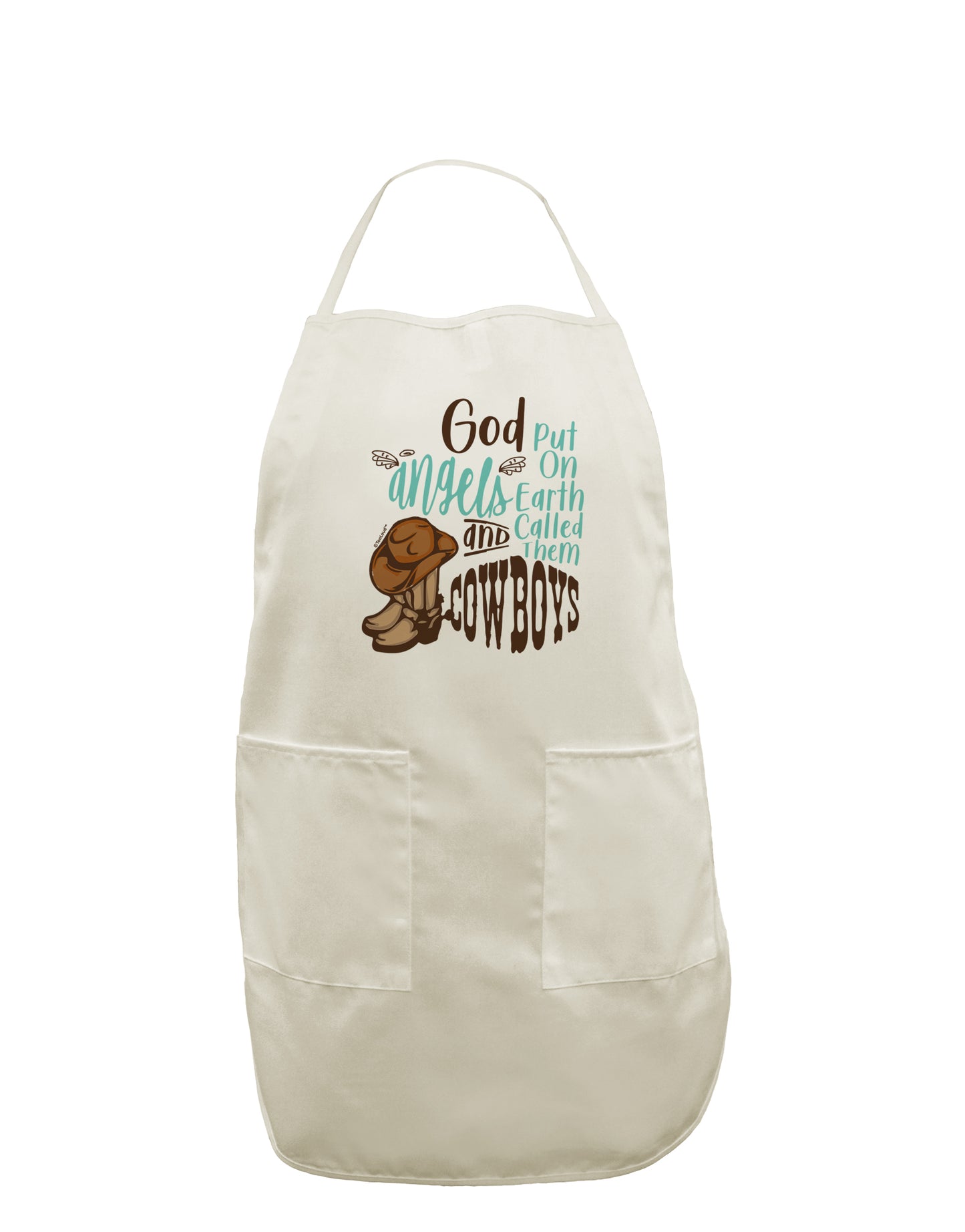 TooLoud God put Angels on Earth and called them Cowboys White Plus Size Apron-Bib Apron-TooLoud-Davson Sales