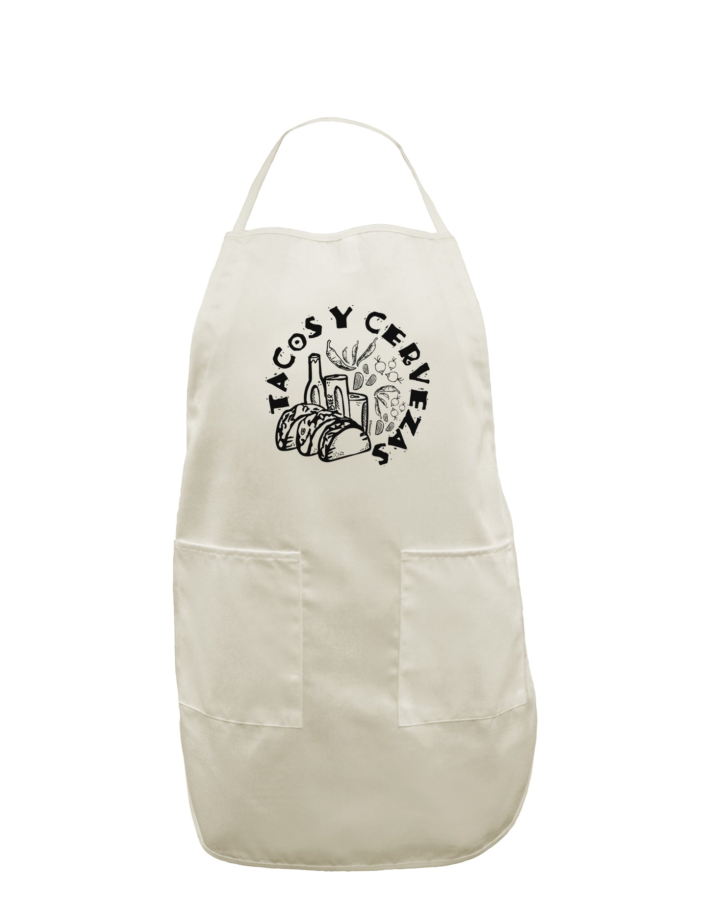 TooLoud Tacos Y Cervezas White Plus Size Apron-Bib Apron-TooLoud-Davson Sales