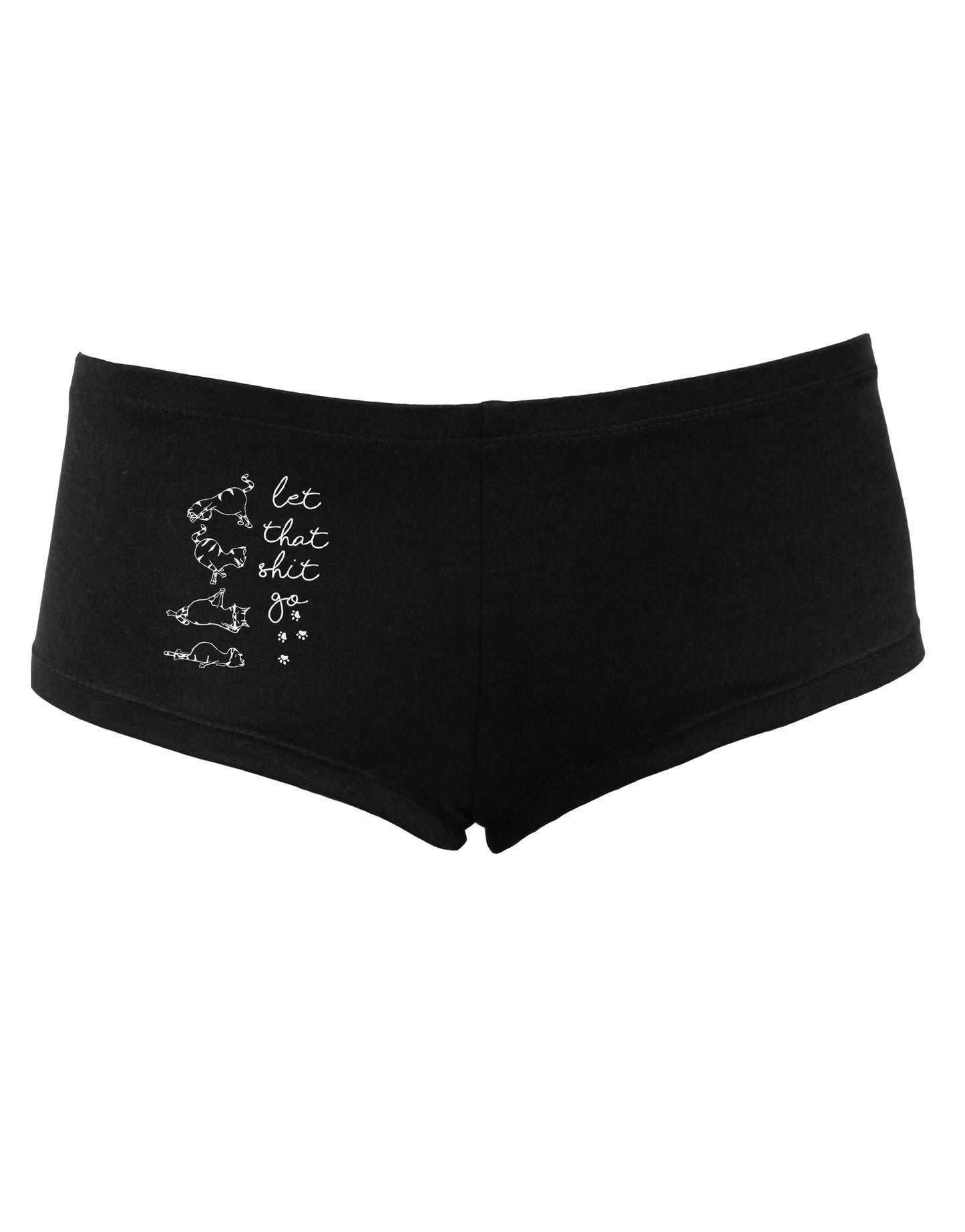 TooLoud Let That Shit Go Cat Yoga Womens Dark Boyshorts-Boyshorts-TooLoud-Black-Small-Davson Sales