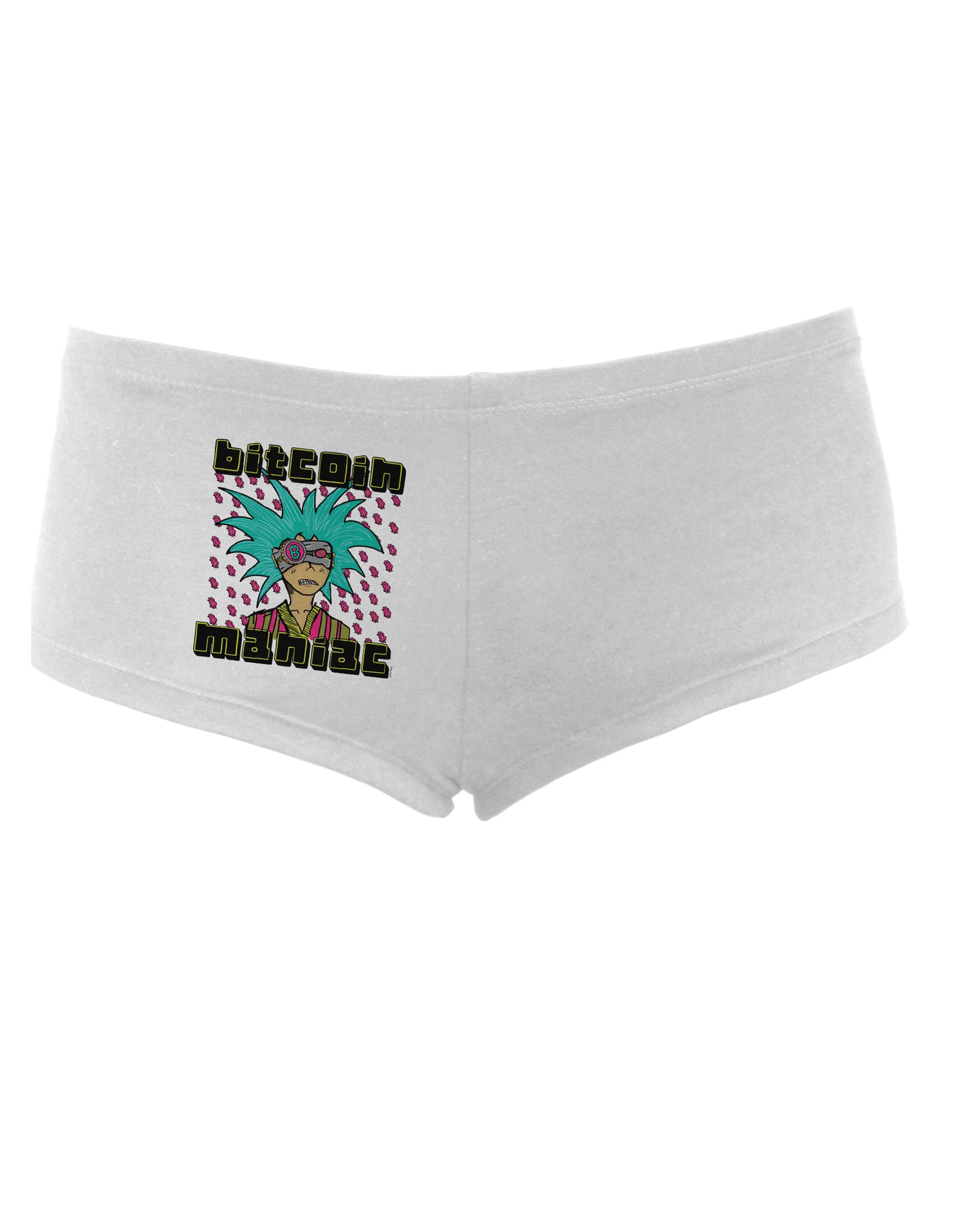TooLoud Bitcoin Maniac Crypto Womens Boyshorts-Boyshorts-TooLoud-White-Small-Davson Sales
