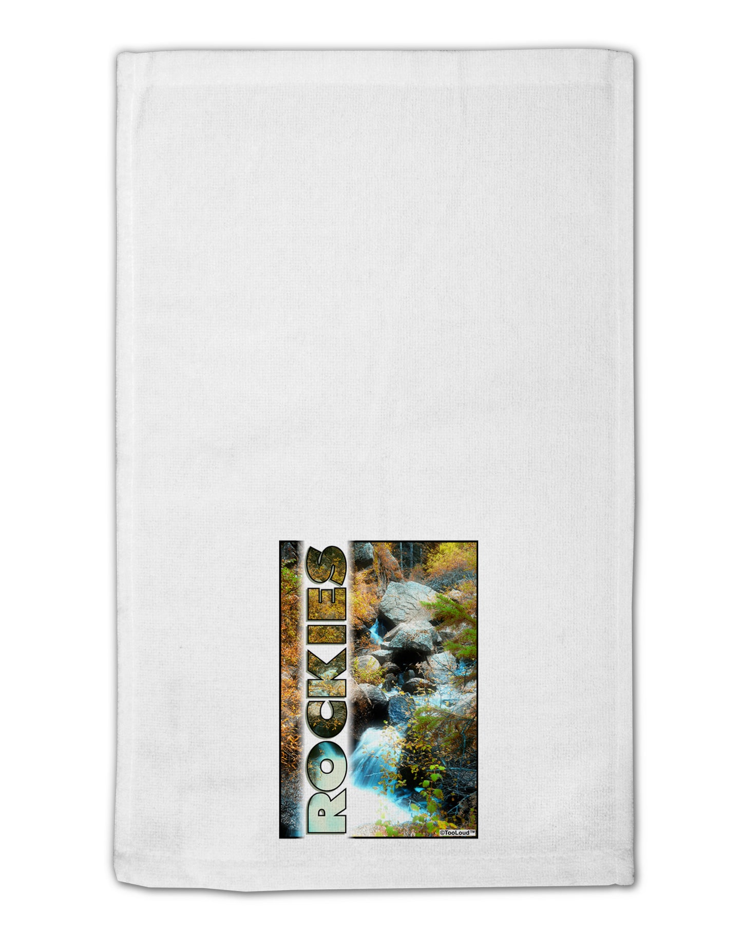 Rockies Waterfall with Text 11"x18" Dish Fingertip Towel-Fingertip Towel-TooLoud-White-Davson Sales