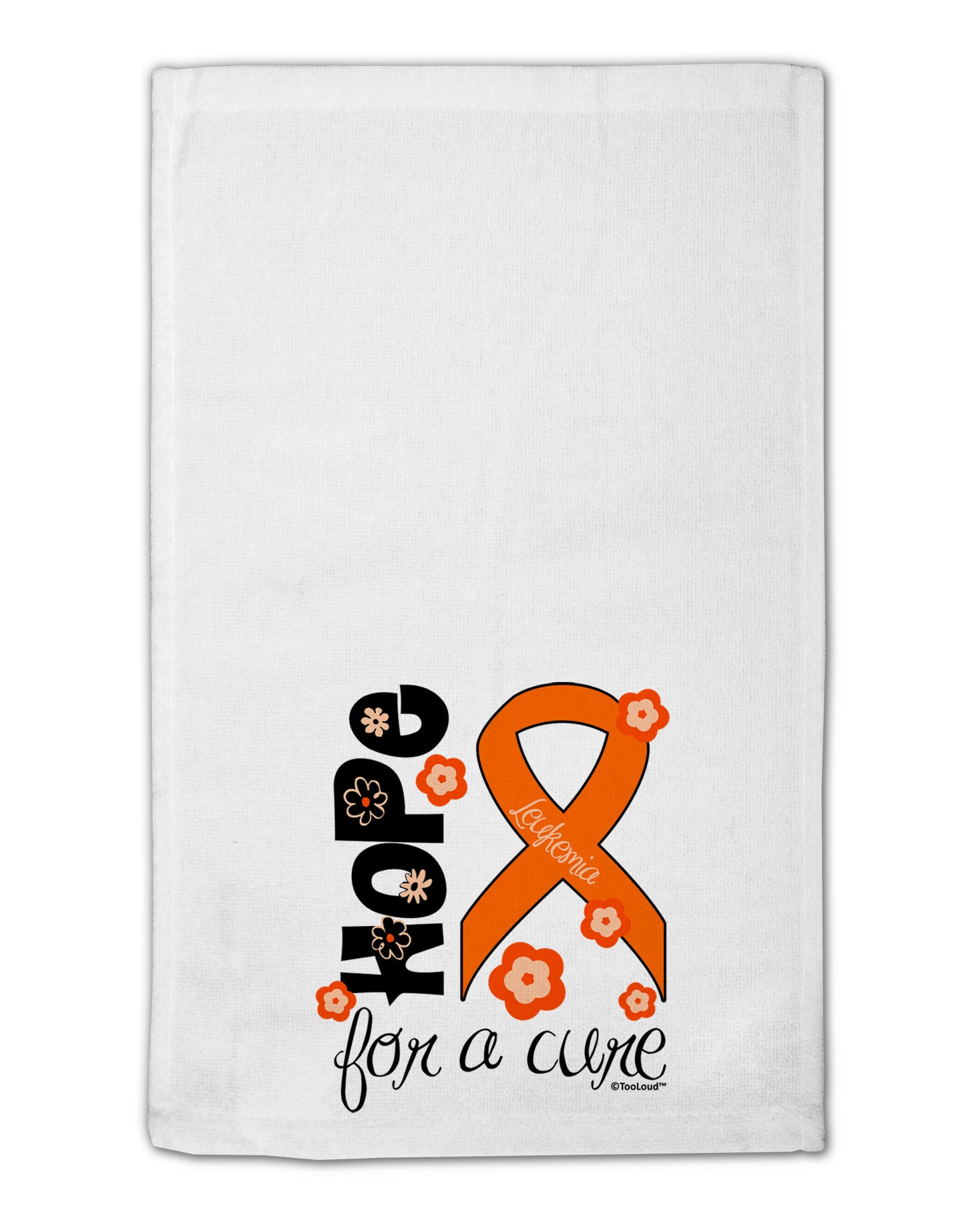 Hope for a Cure - Orange Ribbon Leukemia - Flowers 11"x18" Dish Fingertip Towel-Fingertip Towel-TooLoud-White-Davson Sales
