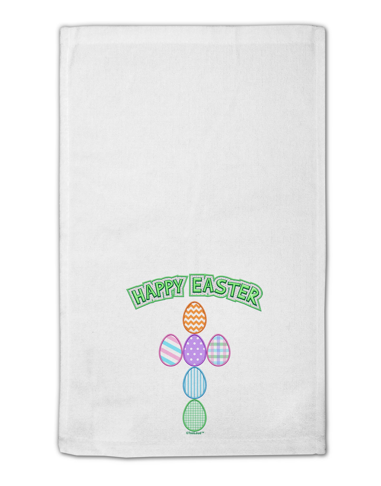 Happy Easter Egg Cross Faux Applique 11"x18" Dish Fingertip Towel-Fingertip Towel-TooLoud-White-Davson Sales