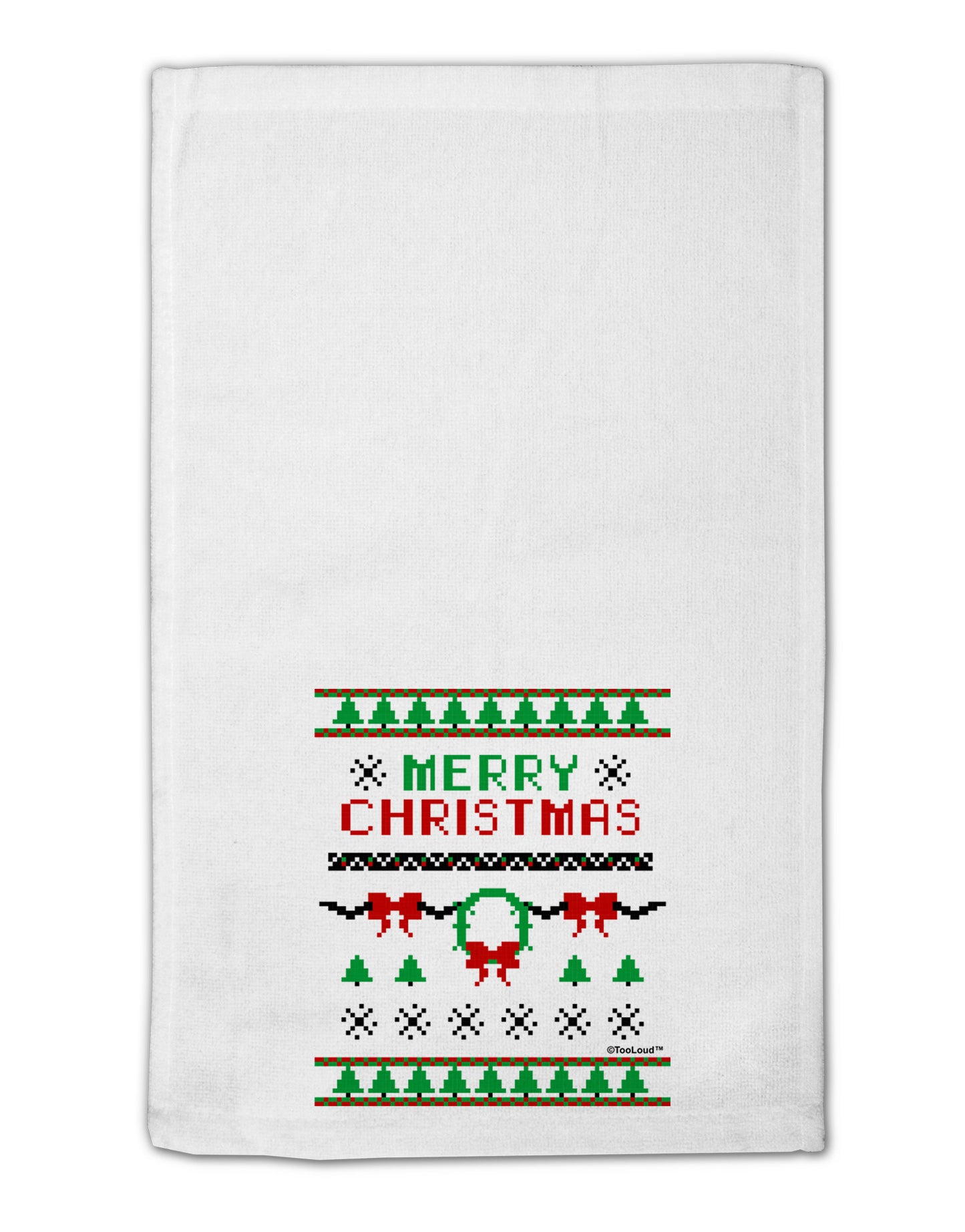Merry Christmas Ugly Christmas Sweater 11"x18" Dish Fingertip Towel-Fingertip Towel-TooLoud-White-Davson Sales