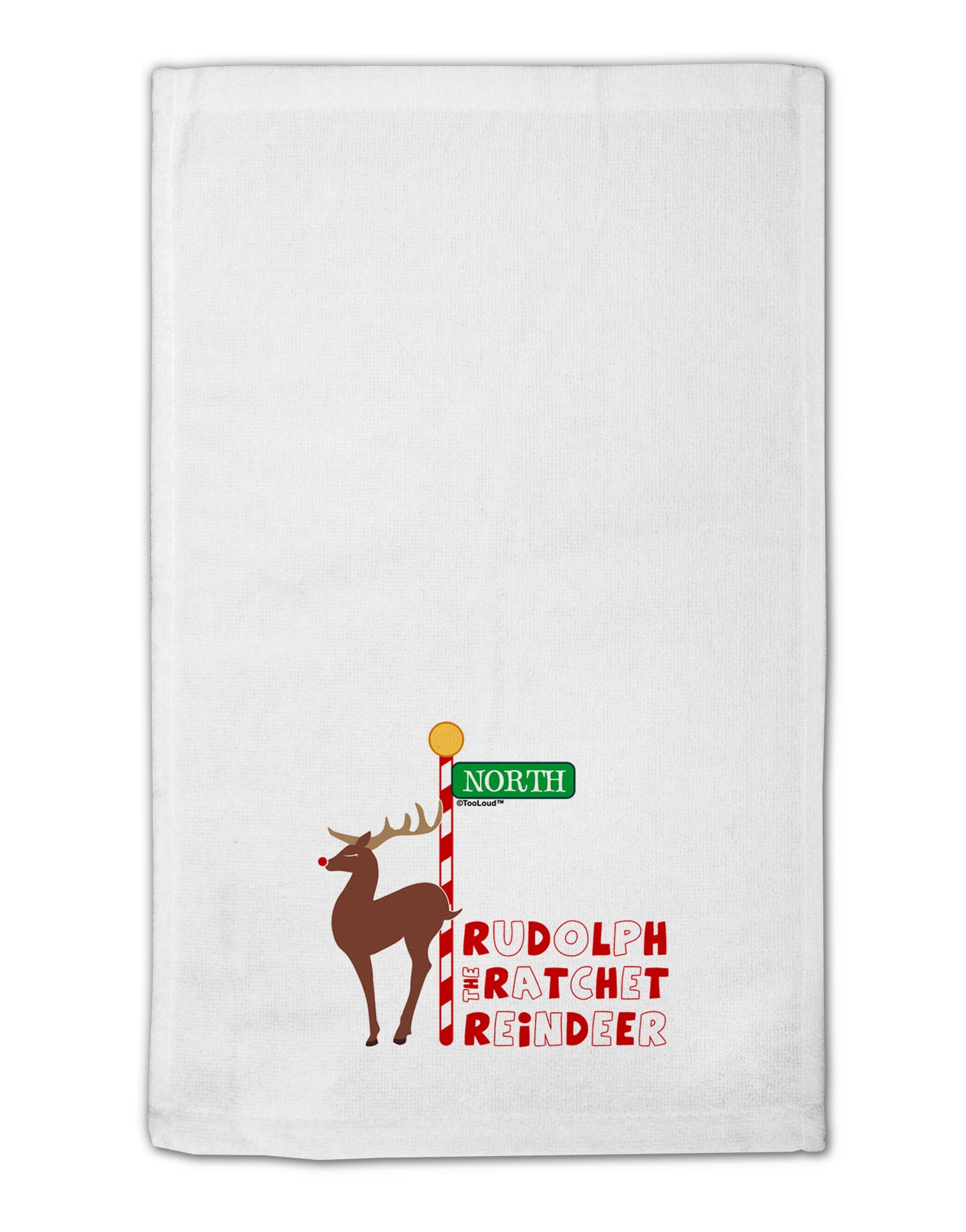 Rudolf Ratchet Reindeer Color Text 11"x18" Dish Fingertip Towel-Fingertip Towel-TooLoud-White-Davson Sales