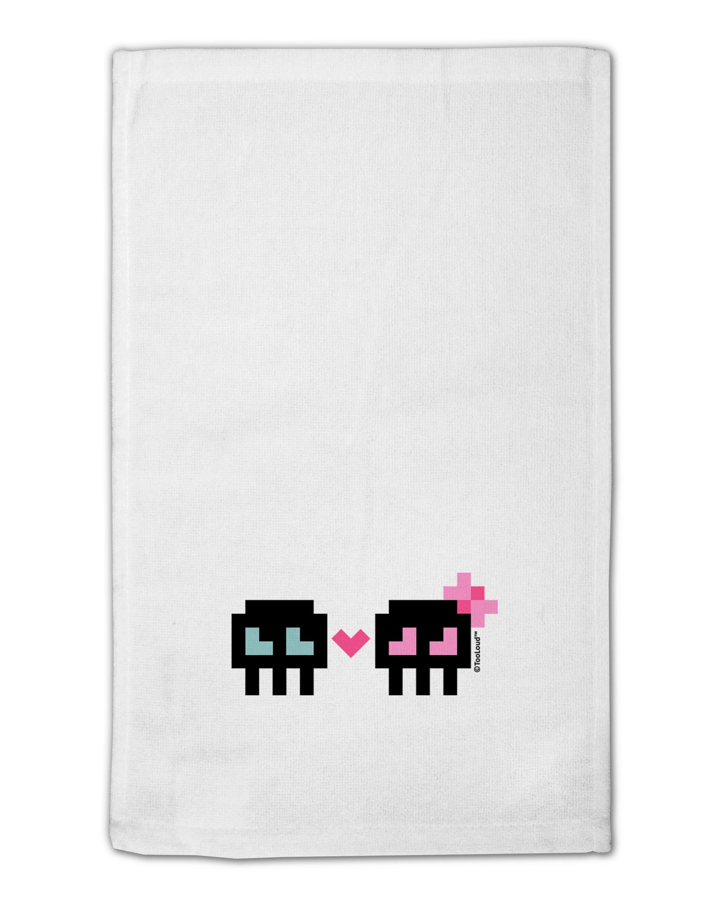8-Bit Skull Love - Boy and Girl 11"x18" Dish Fingertip Towel-Fingertip Towel-TooLoud-White-Davson Sales