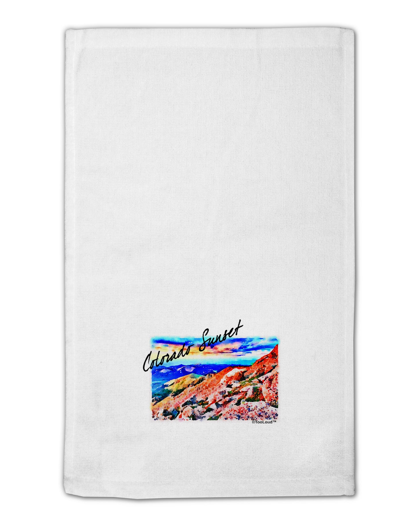 Colorado Mtn Sunset Bold WaterColor 11"x18" Dish Fingertip Towel-Fingertip Towel-TooLoud-White-Davson Sales