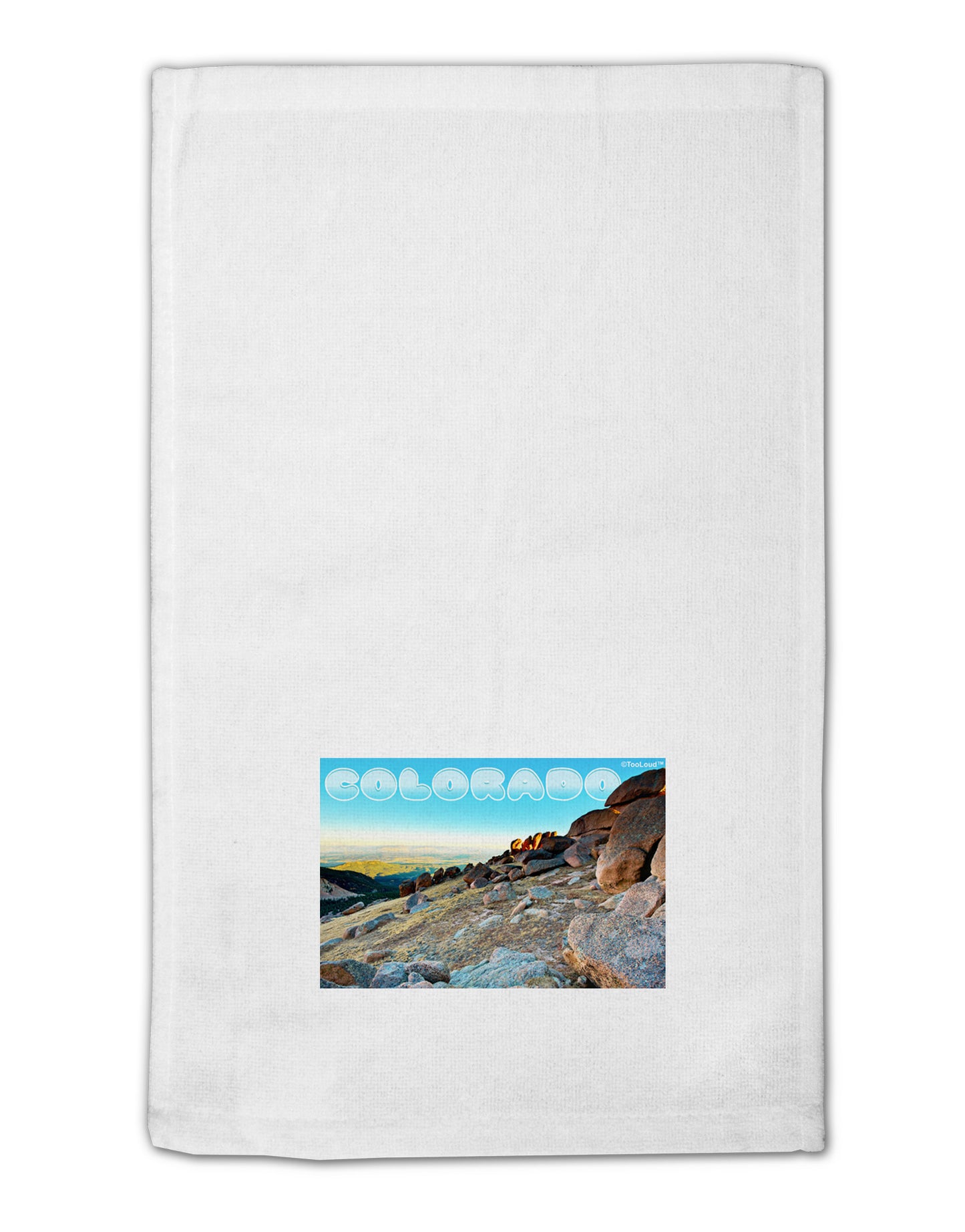 CO Rockies View with Text 11"x18" Dish Fingertip Towel-Fingertip Towel-TooLoud-White-Davson Sales