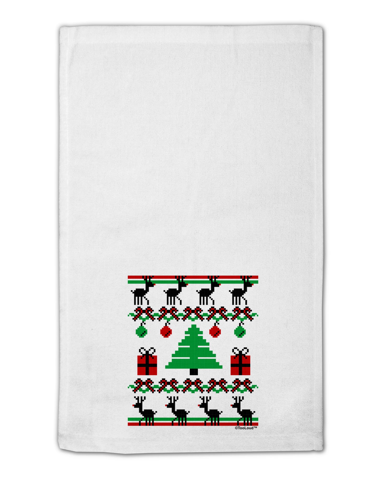 Tree with Gifts Ugly Christmas Sweater 11"x18" Dish Fingertip Towel-Fingertip Towel-TooLoud-White-Davson Sales