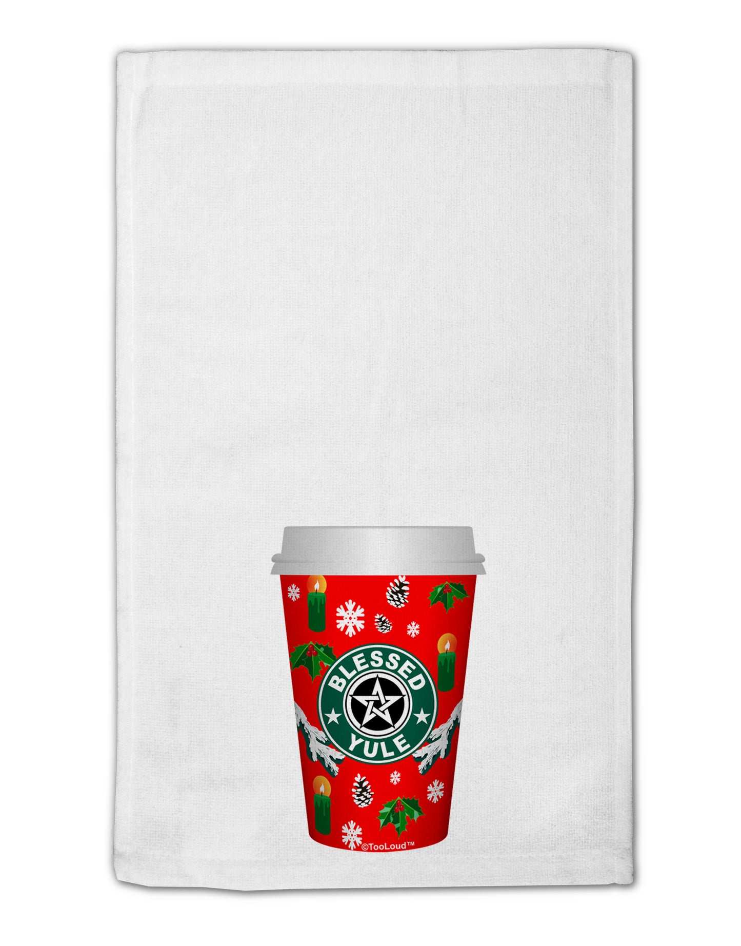 Blessed Yule Red Coffee Cup 11"x18" Dish Fingertip Towel by TooLoud-TooLoud-White-Davson Sales
