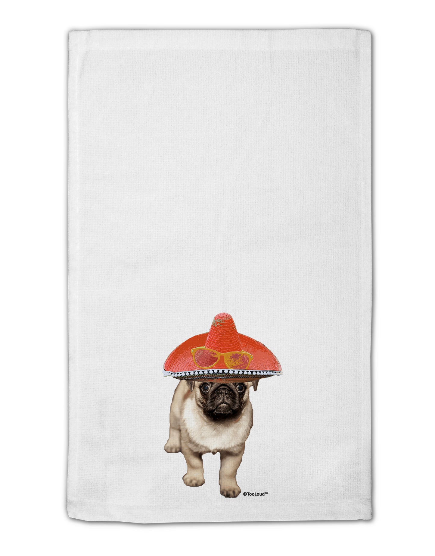 Pug Dog with Pink Sombrero 11"x18" Dish Fingertip Towel by TooLoud-Fingertip Towel-TooLoud-White-Davson Sales