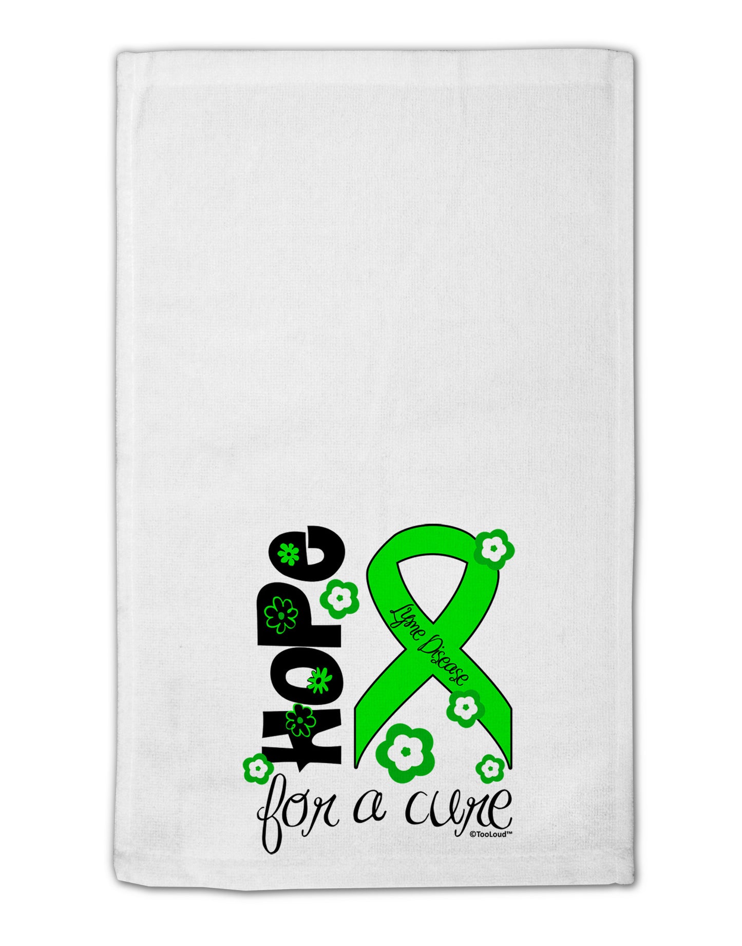 Hope for a Cure - Lime Green Ribbon Lyme Disease - Flowers 11"x18" Dish Fingertip Towel-Fingertip Towel-TooLoud-White-Davson Sales