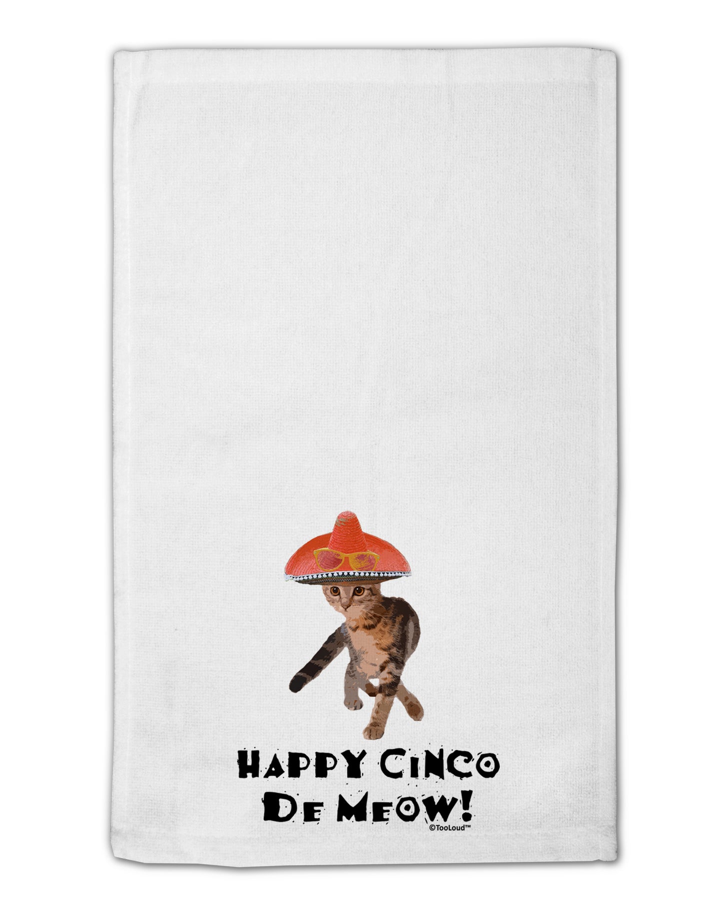 Cat with Pink Sombrero - Happy Cinco de Meow 11"x18" Dish Fingertip Towel by TooLoud-Fingertip Towel-TooLoud-White-Davson Sales