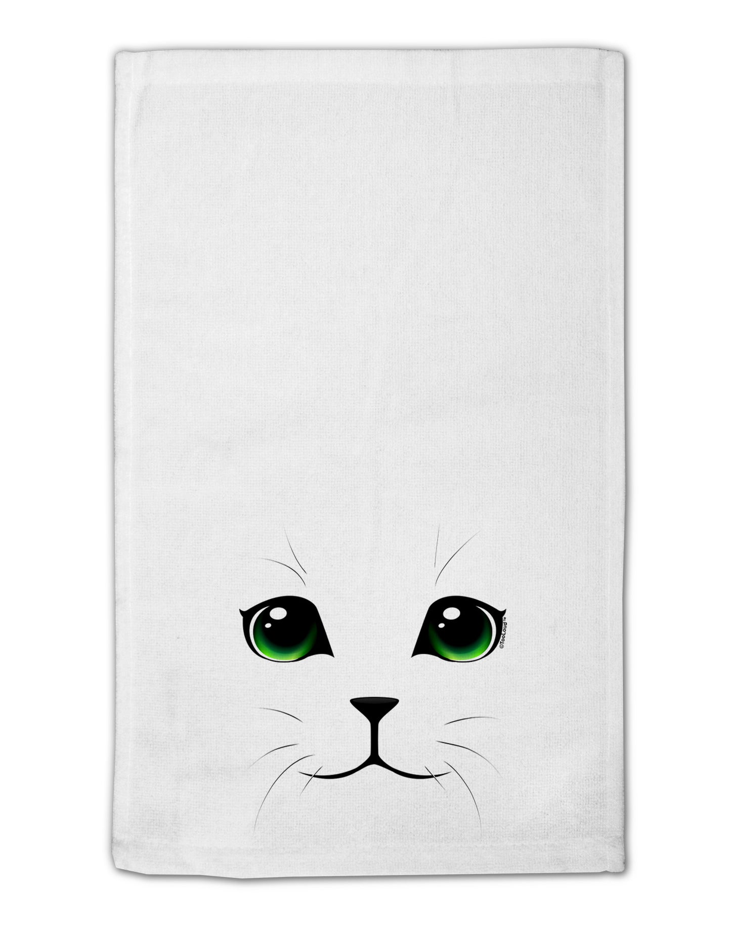 Green-Eyed Cute Cat Face 11"x18" Dish Fingertip Towel-Fingertip Towel-TooLoud-White-Davson Sales