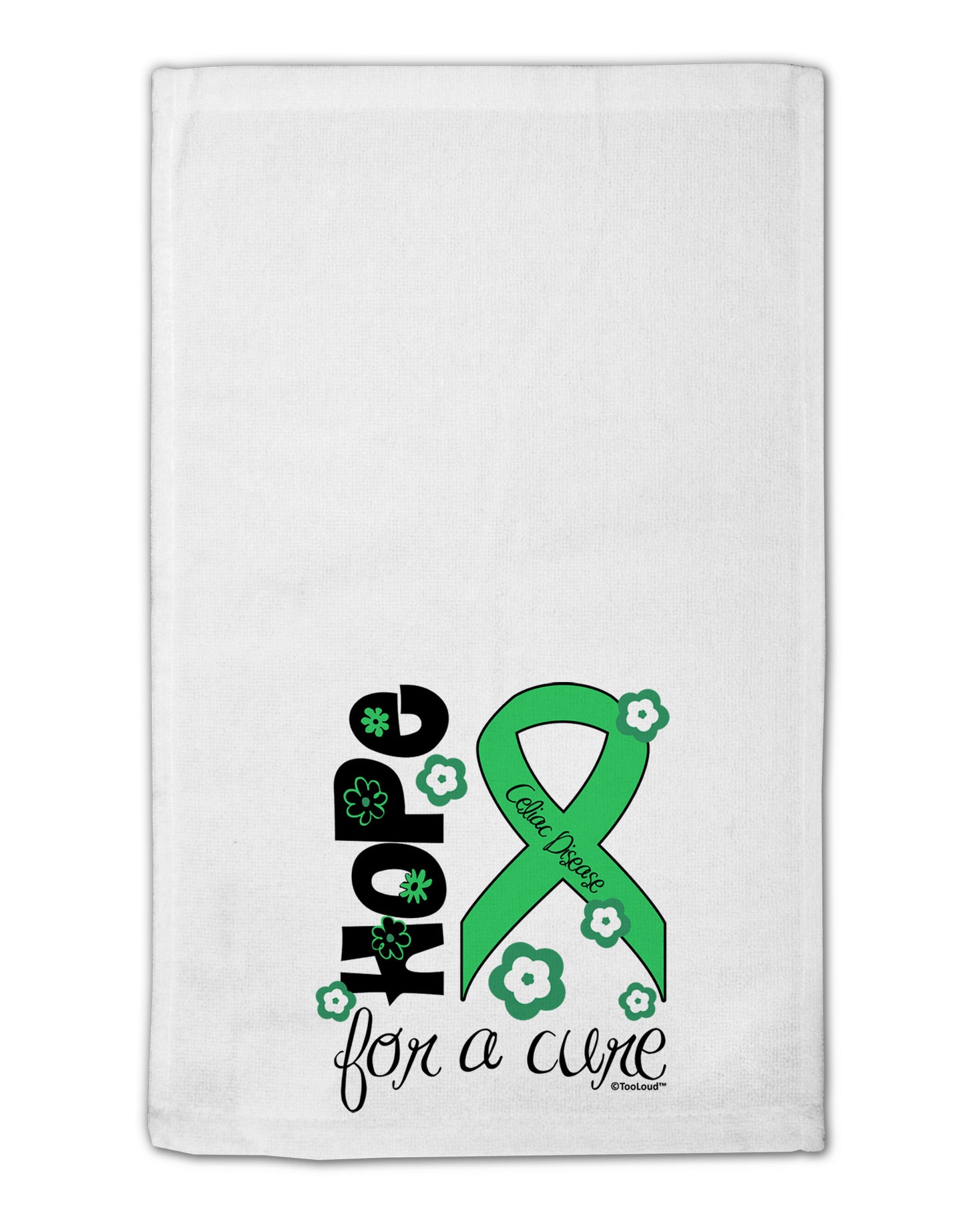 Hope for a Cure - Light Green Ribbon Celiac Disease - Flowers 11"x18" Dish Fingertip Towel-Fingertip Towel-TooLoud-White-Davson Sales