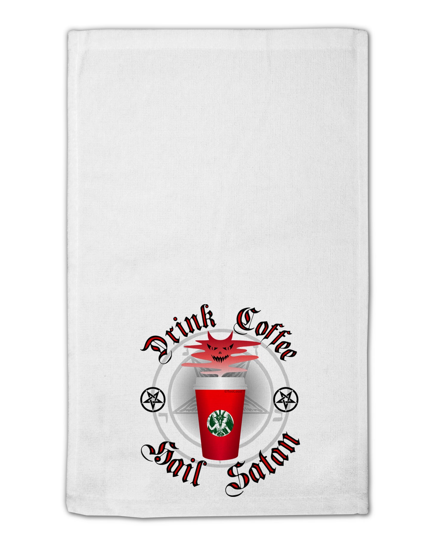 Red Cup Drink Coffee Hail Satan 11"x18" Dish Fingertip Towel by TooLoud-TooLoud-White-Davson Sales