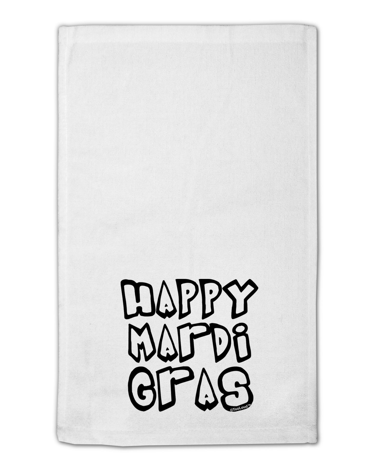 Happy Mardi Gras Text 2 BnW 11"x18" Dish Fingertip Towel-Fingertip Towel-TooLoud-White-Davson Sales