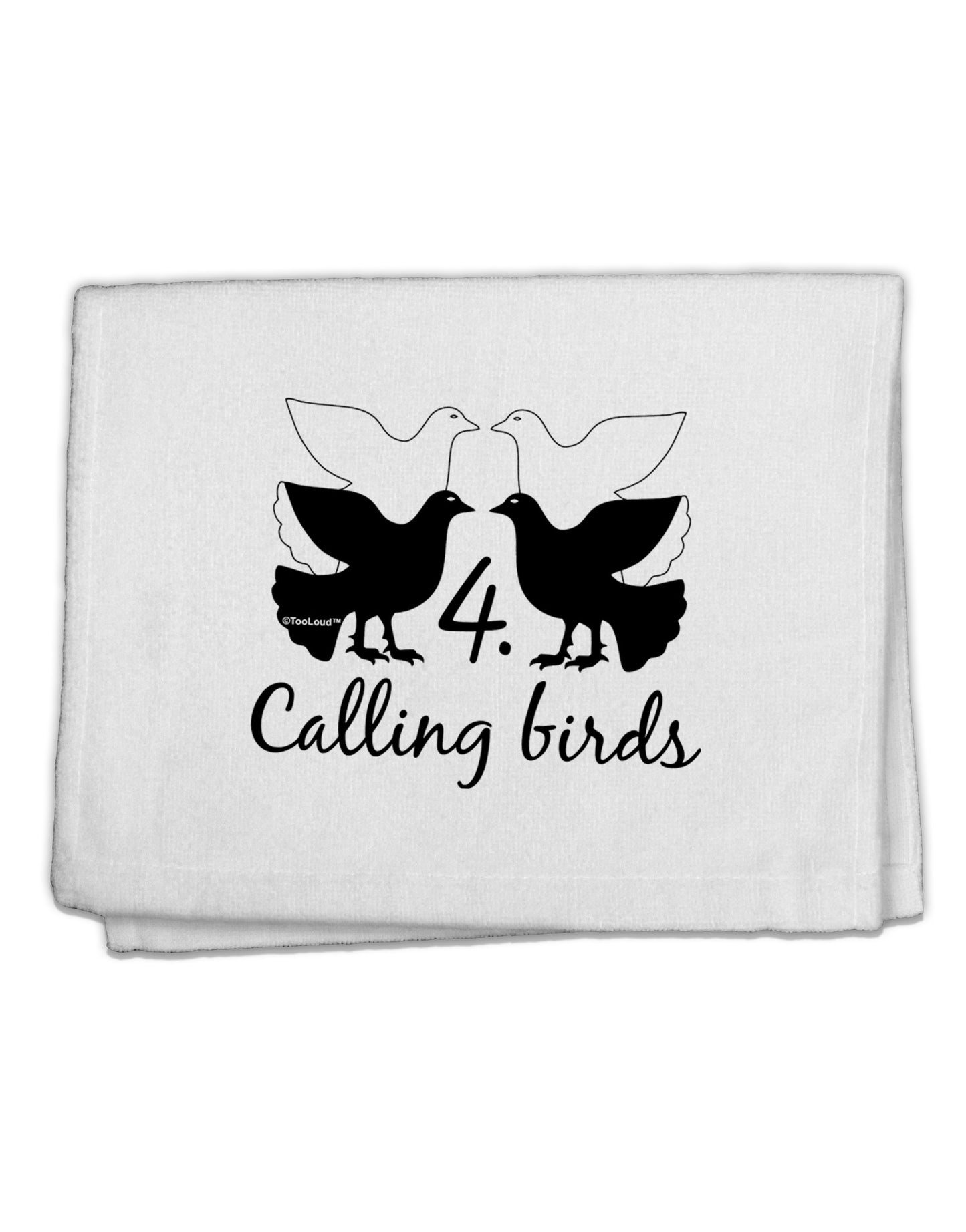 Four Calling Birds Text 11"x18" Dish Fingertip Towel-Fingertip Towel-TooLoud-White-Davson Sales