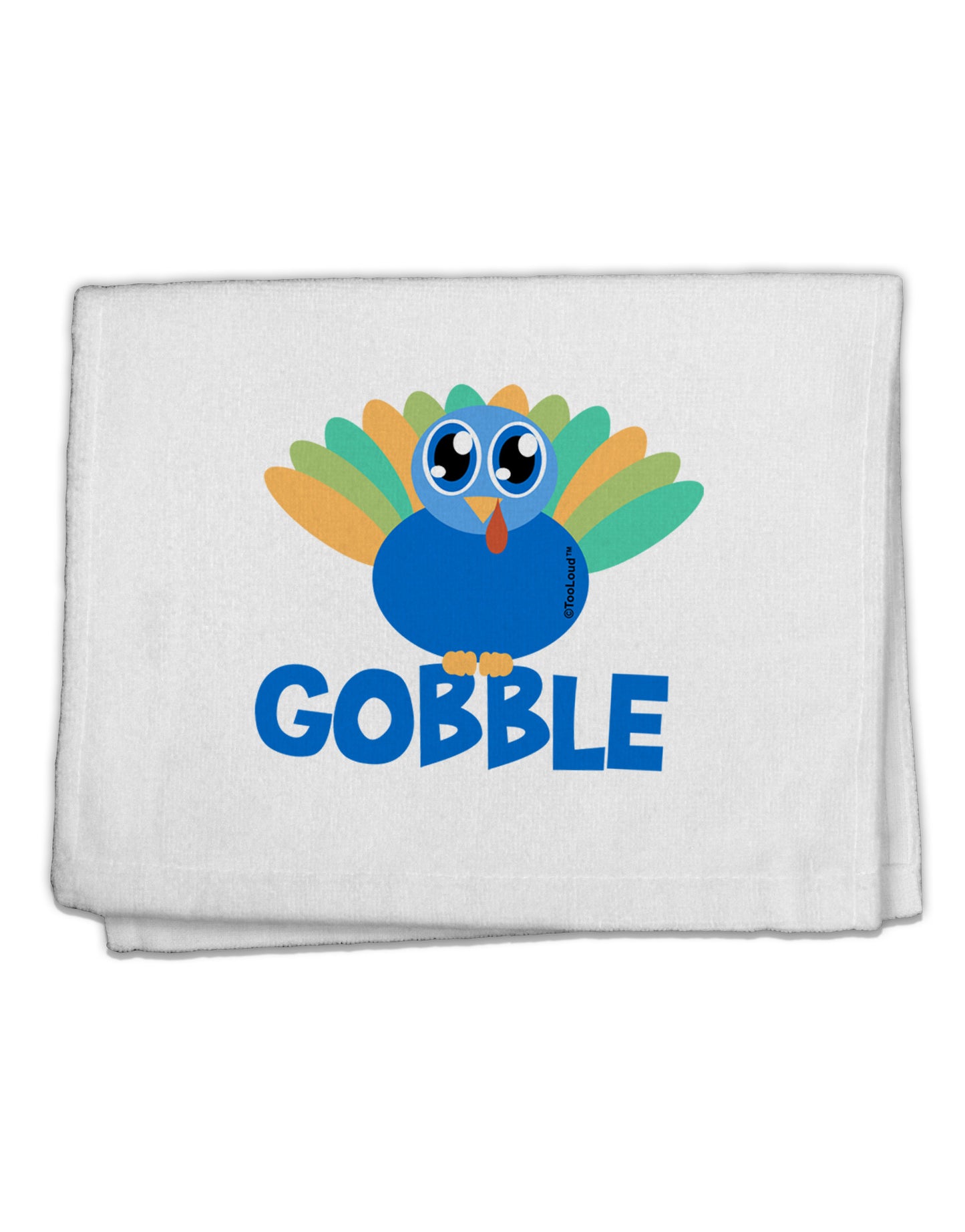 Cute Gobble Turkey Blue 11"x18" Dish Fingertip Towel-Fingertip Towel-TooLoud-White-Davson Sales