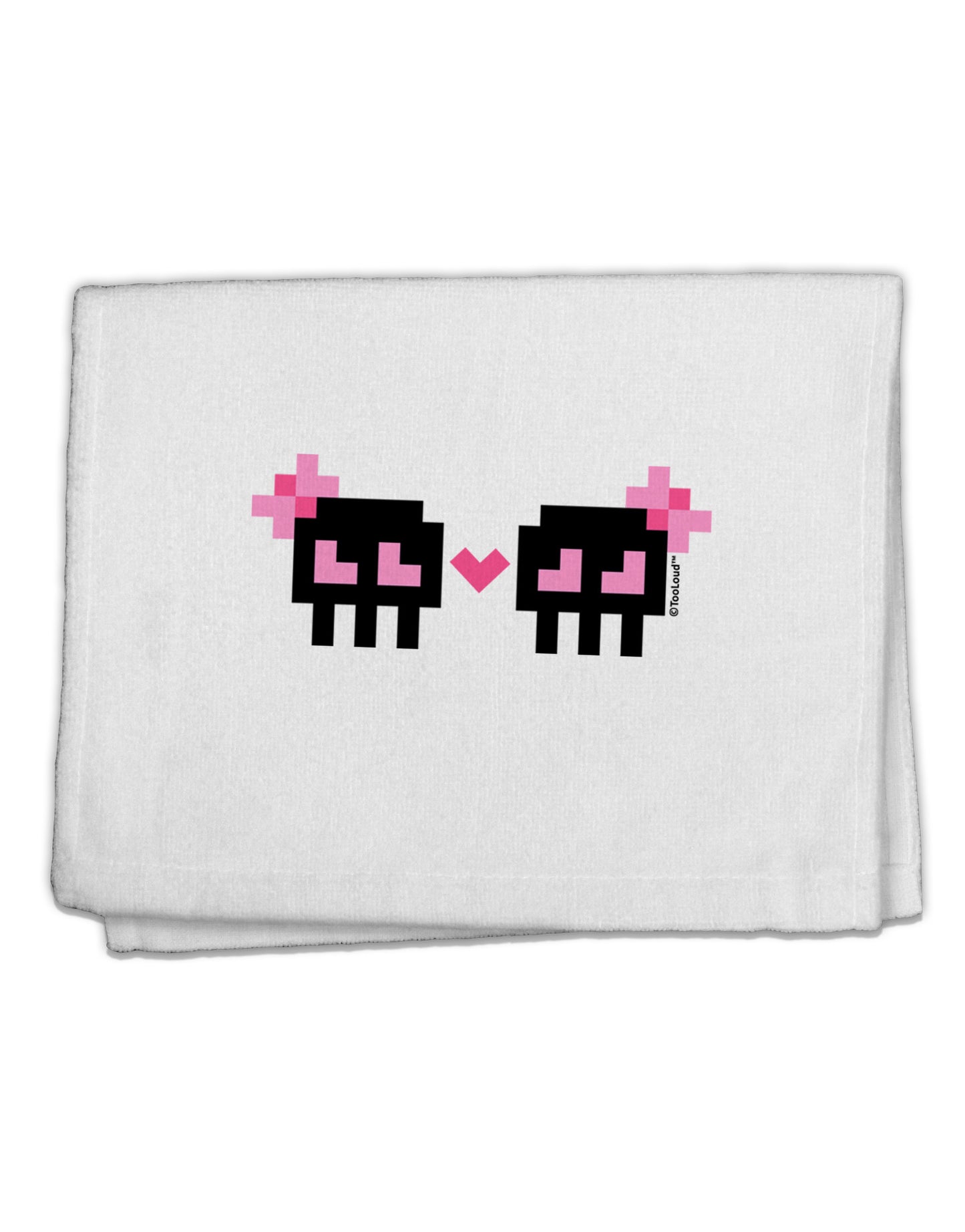 8-Bit Skull Love - Girl and Girl 11"x18" Dish Fingertip Towel-Fingertip Towel-TooLoud-White-Davson Sales