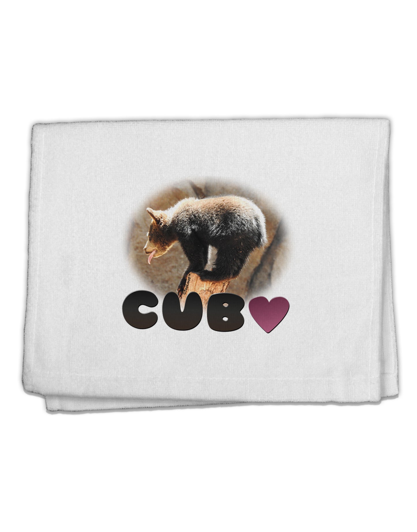 Balancing Bear Cub with Text 11"x18" Dish Fingertip Towel-Fingertip Towel-TooLoud-White-Davson Sales
