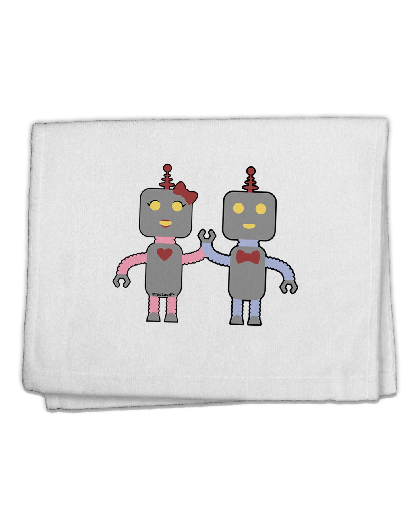 Cute Robot Love 11"x18" Dish Fingertip Towel by TooLoud-Fingertip Towel-TooLoud-White-Davson Sales