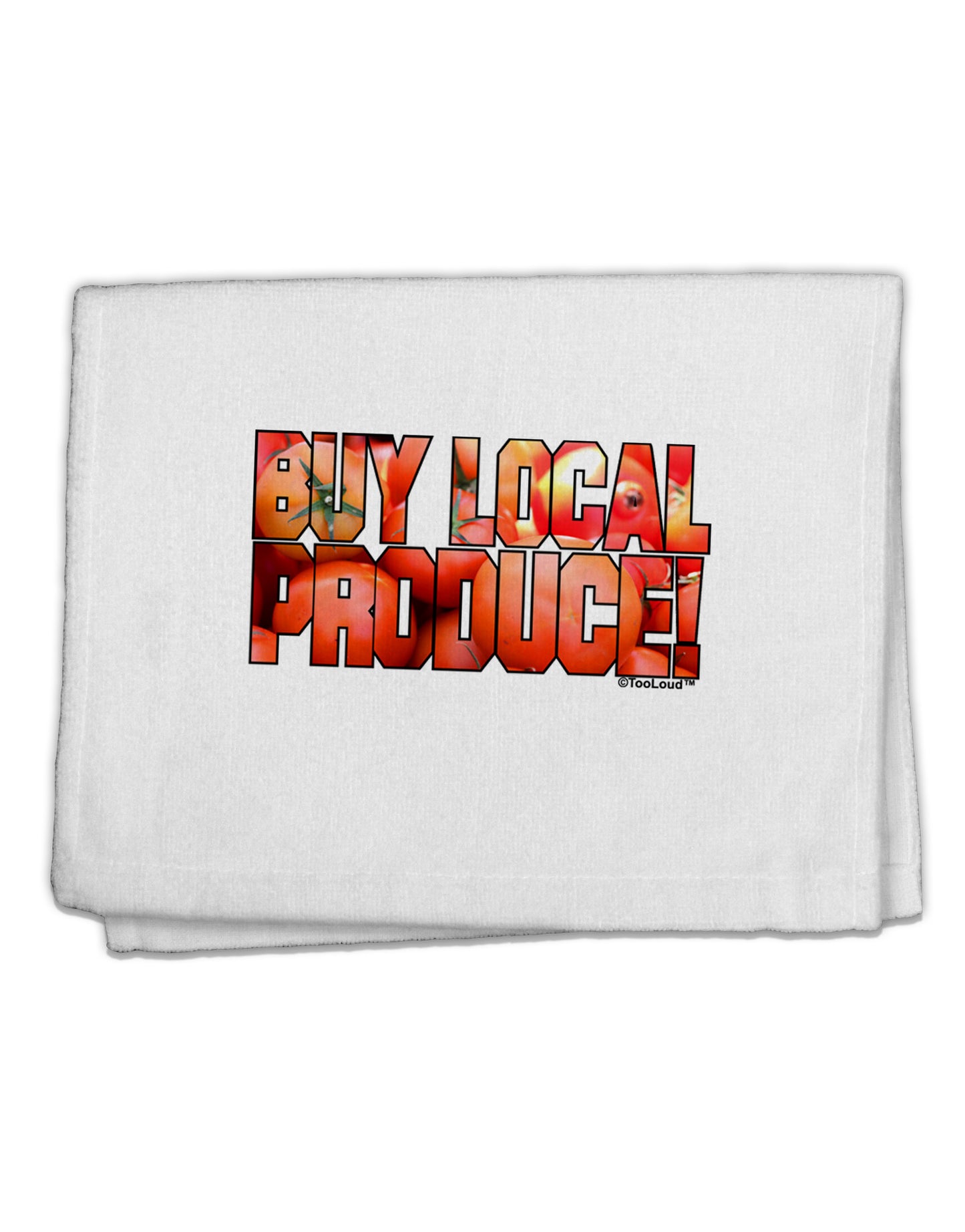 Buy Local Produce Tomatoes Text 11"x18" Dish Fingertip Towel-Fingertip Towel-TooLoud-White-Davson Sales