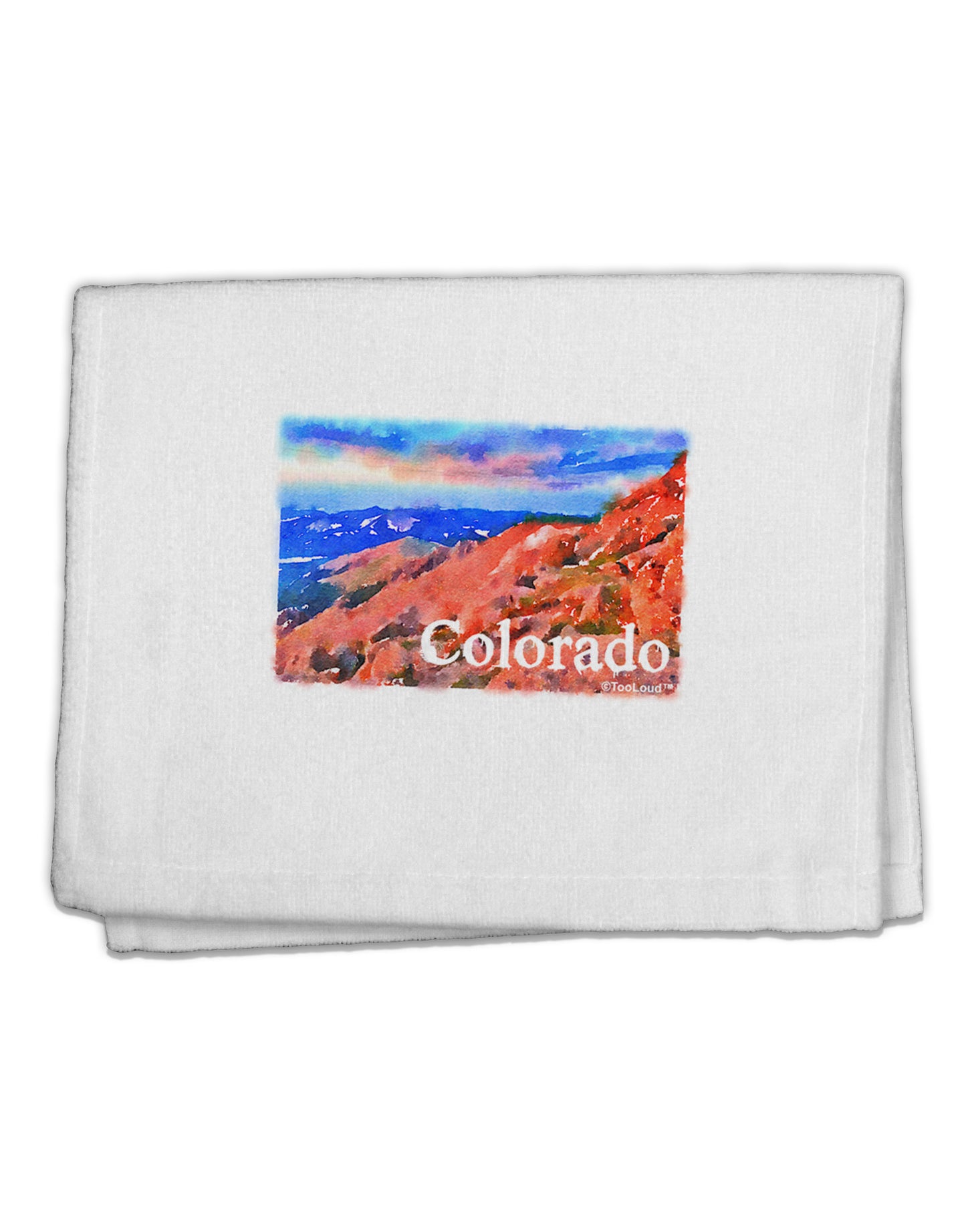 Colorado Mtn Sunset Soaked WaterColor 11"x18" Dish Fingertip Towel-Fingertip Towel-TooLoud-White-Davson Sales