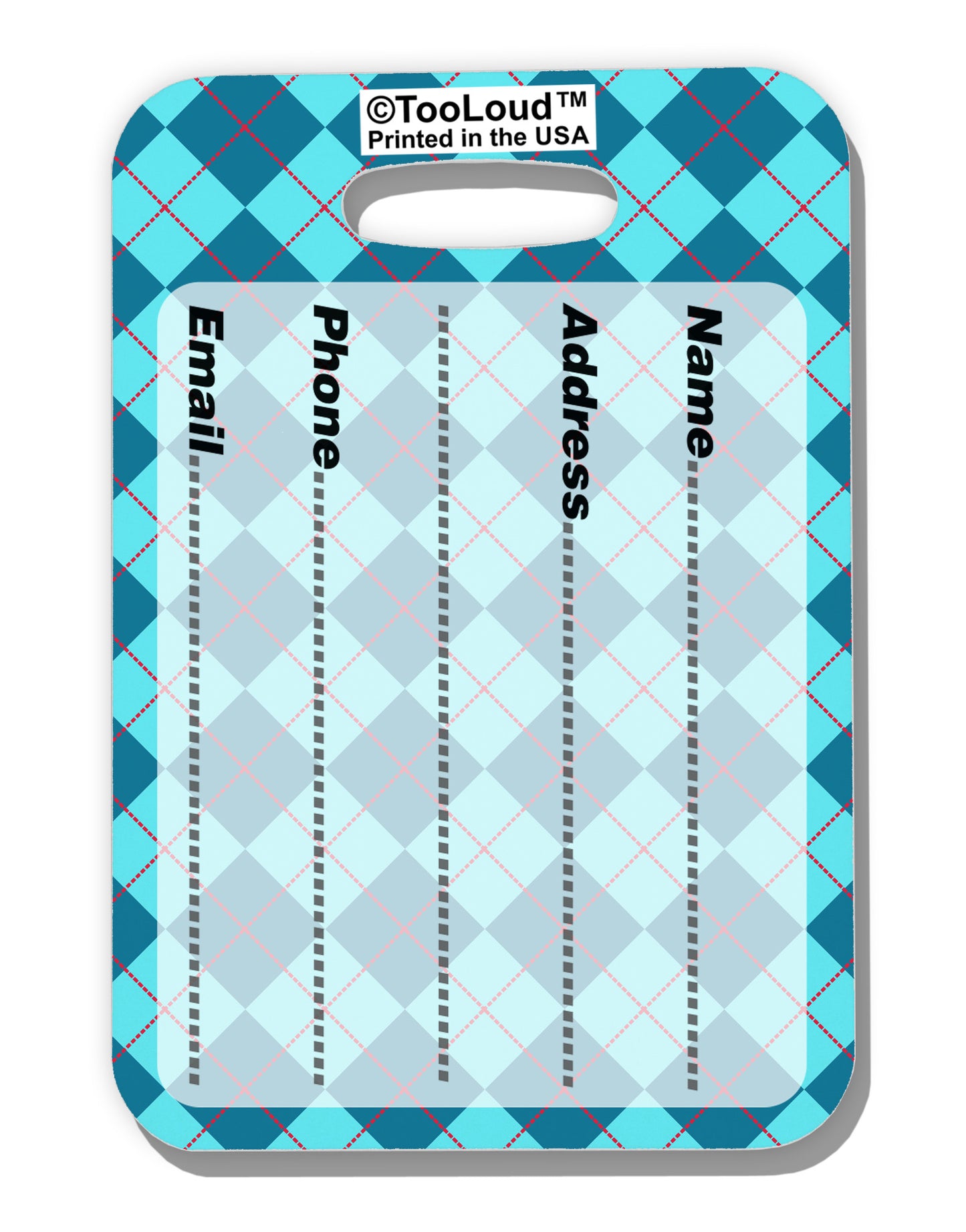 Blue Argyle AOP Luggage Tag Dual Sided All Over Print by TooLoud-Luggage Tag-TooLoud-White-One Size-Davson Sales
