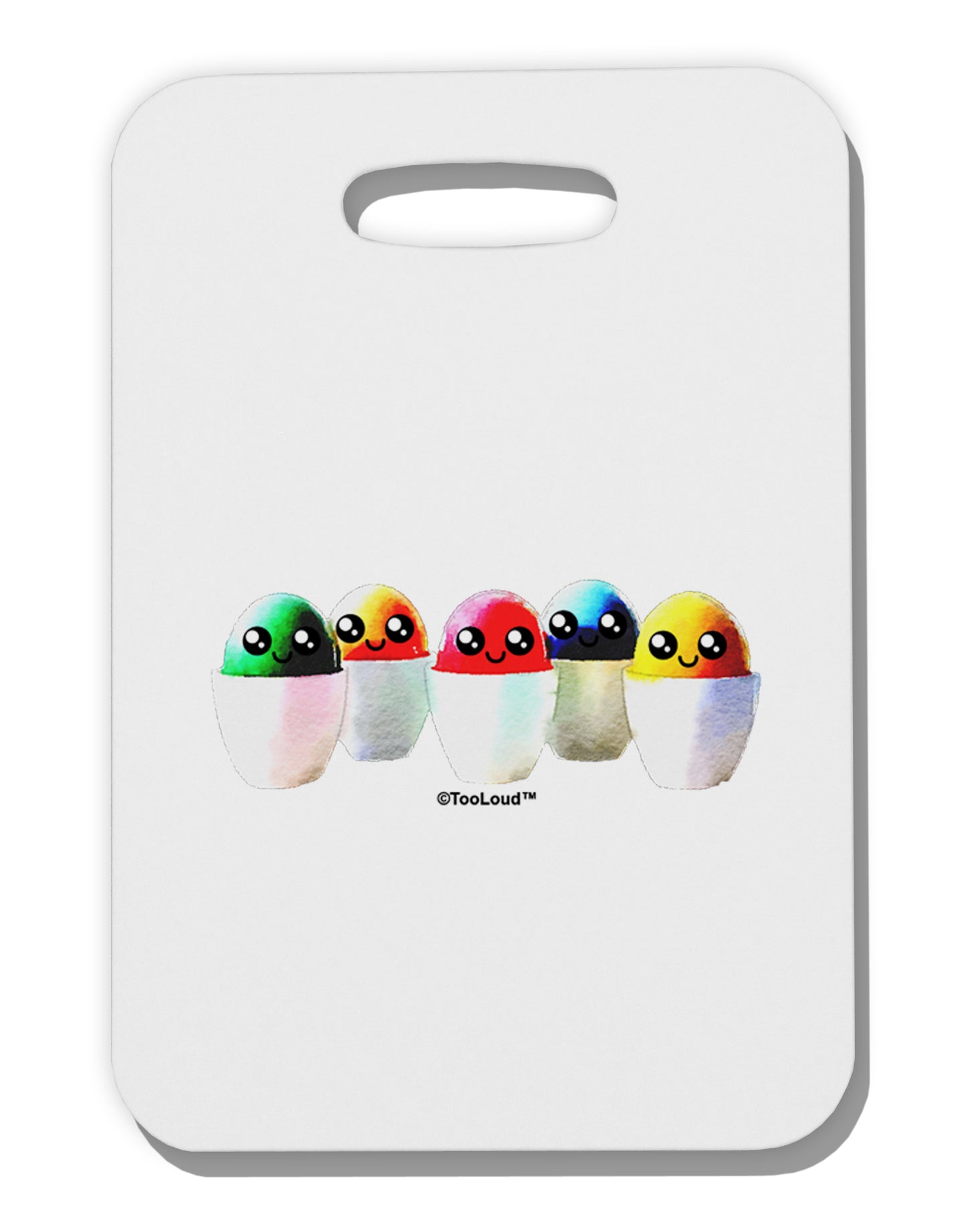 Kawaii Easter Eggs - No Text Thick Plastic Luggage Tag by TooLoud-Luggage Tag-TooLoud-White-One Size-Davson Sales