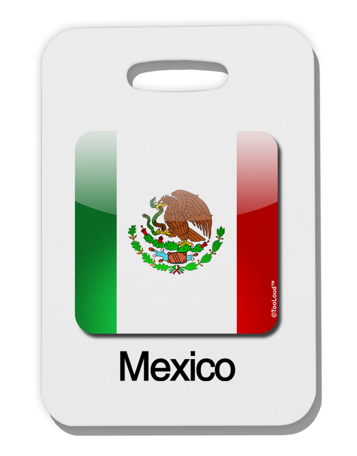 Mexican Flag App Icon - Text Thick Plastic Luggage Tag by TooLoud-Luggage Tag-TooLoud-White-One Size-Davson Sales