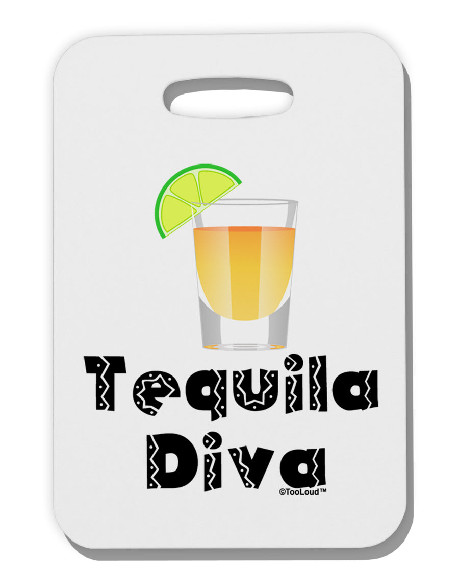 Tequila Diva - Cinco de Mayo Design Thick Plastic Luggage Tag by TooLoud-Luggage Tag-TooLoud-White-One Size-Davson Sales