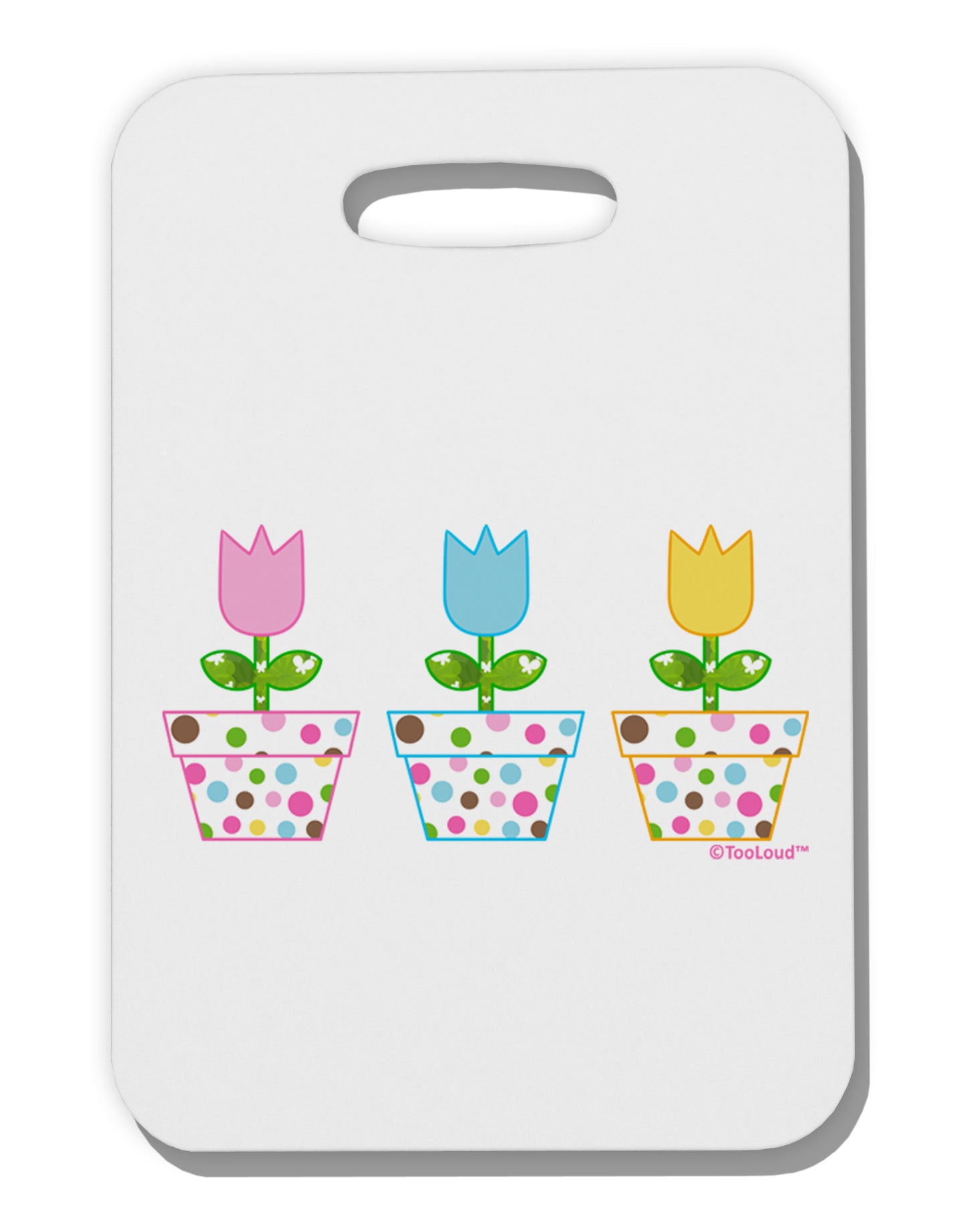 Three Easter Tulips Thick Plastic Luggage Tag by TooLoud-Luggage Tag-TooLoud-White-One Size-Davson Sales