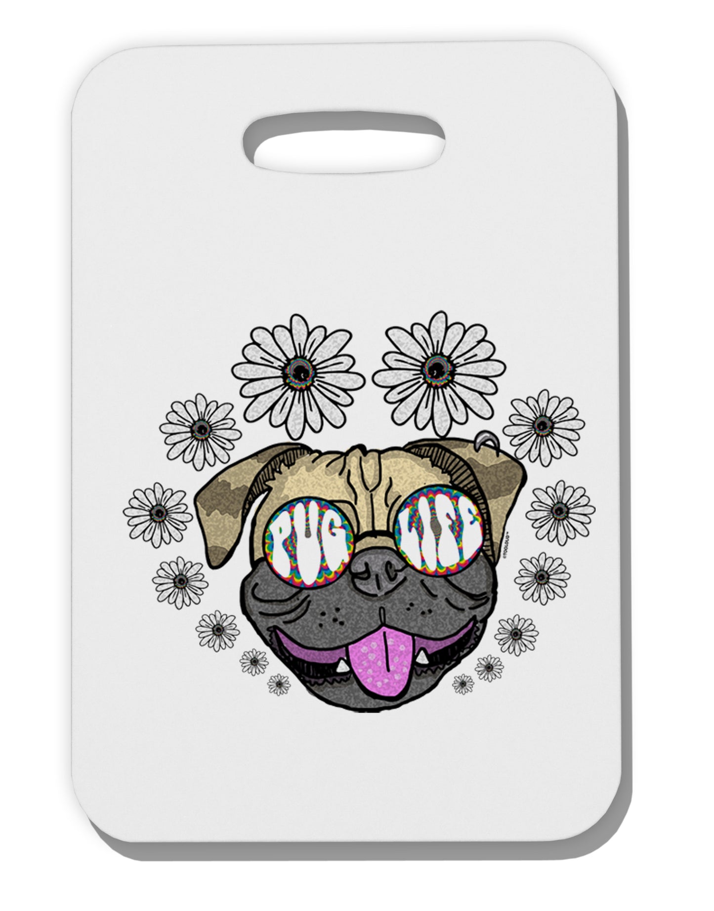 TooLoud Pug Life Hippy Thick Plastic Luggage Tag-Luggage Tag-TooLoud-Davson Sales