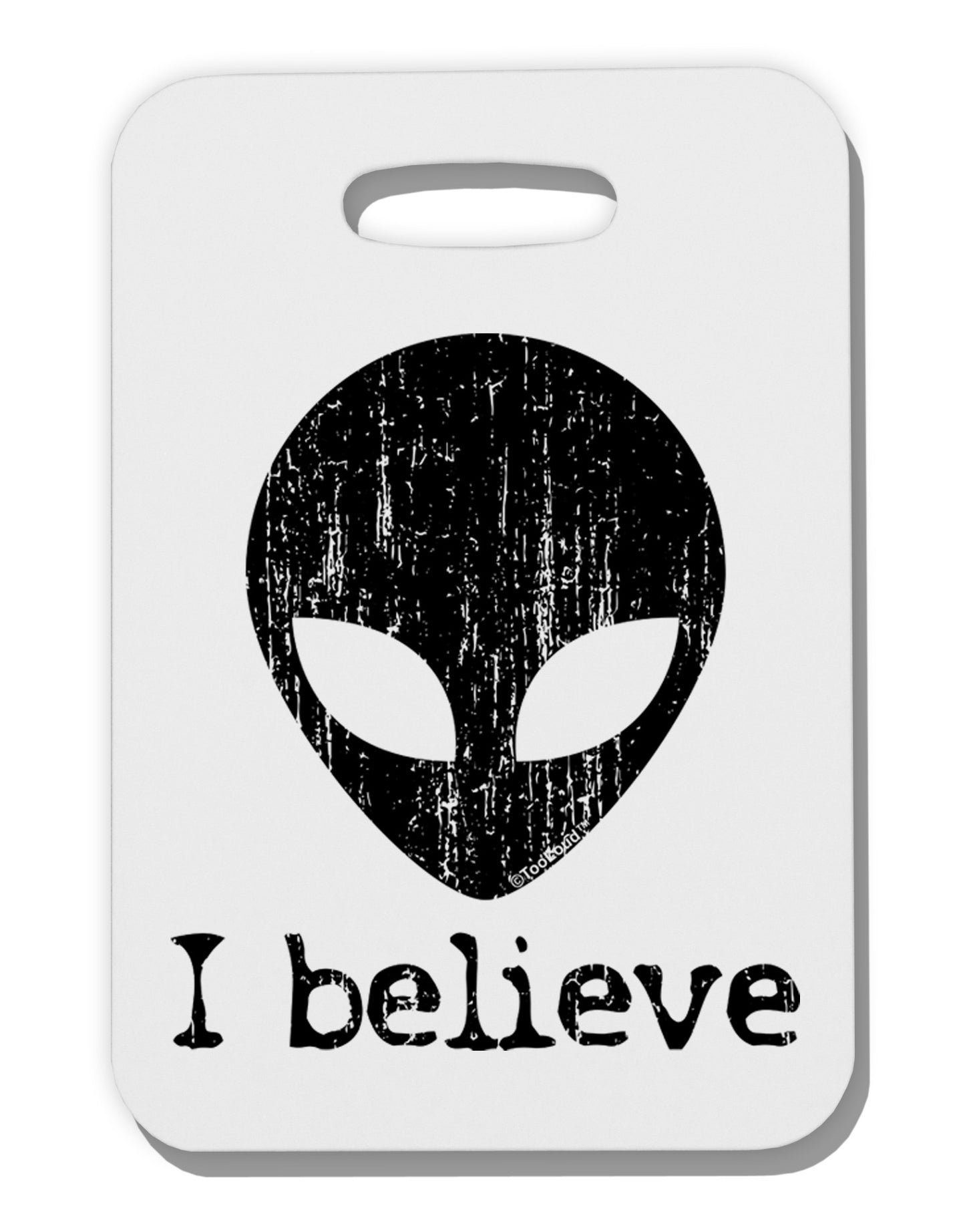 Extraterrestrial - I Believe Distressed Thick Plastic Luggage Tag by TooLoud-Luggage Tag-TooLoud-White-One Size-Davson Sales