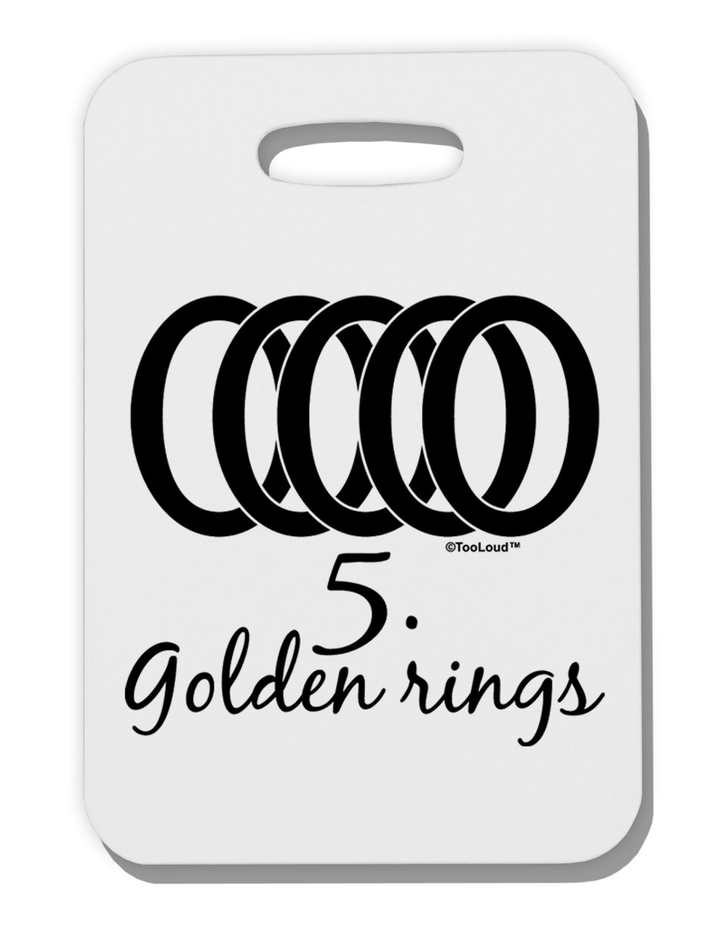 Five Golden Rings Text Thick Plastic Luggage Tag-Luggage Tag-TooLoud-White-One Size-Davson Sales
