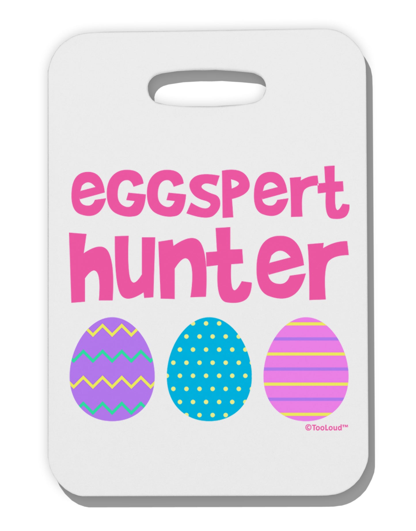Eggspert Hunter - Easter - Pink Thick Plastic Luggage Tag by TooLoud-Luggage Tag-TooLoud-White-One Size-Davson Sales