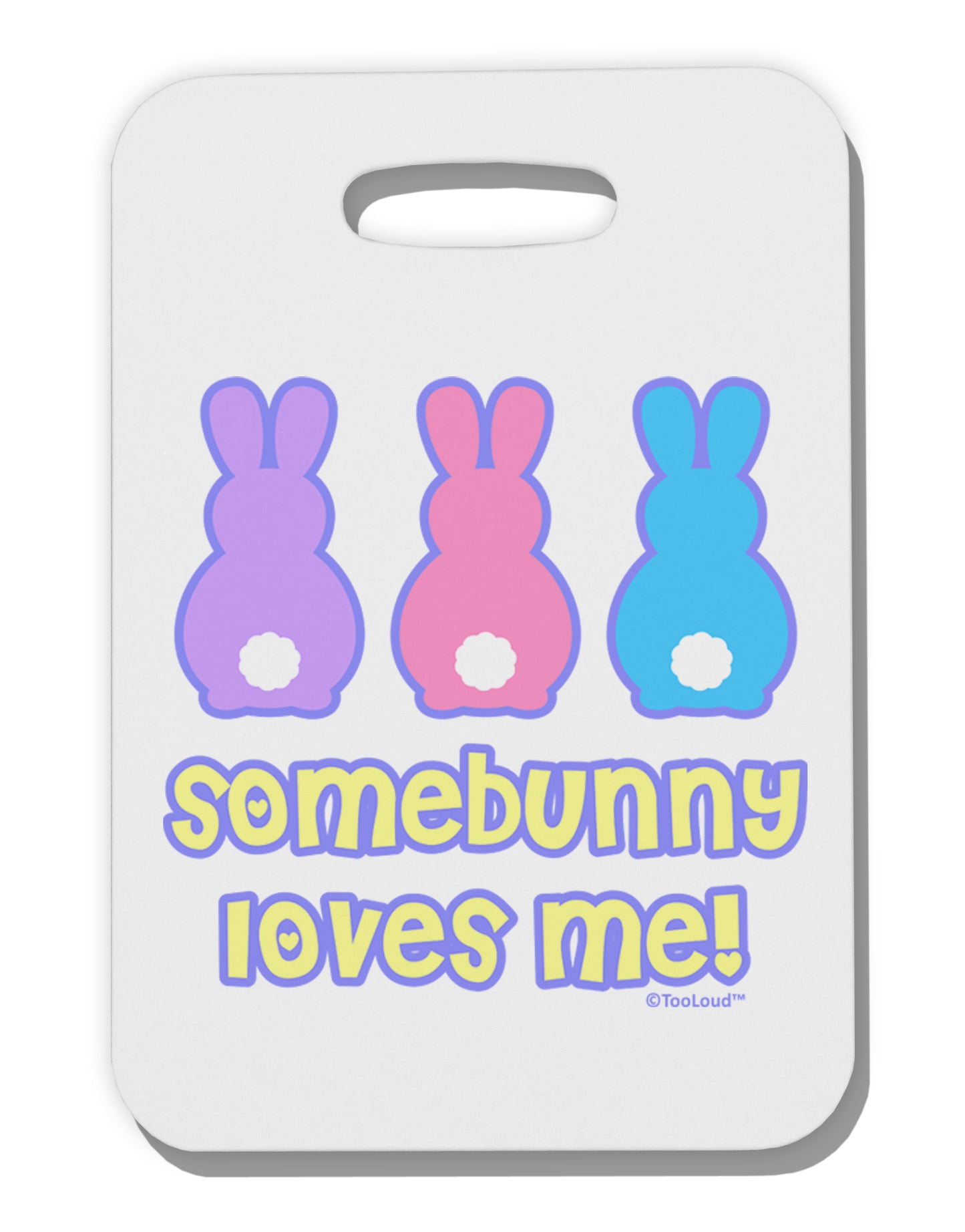 Three Easter Bunnies - Somebunny Loves Me Thick Plastic Luggage Tag by TooLoud-Luggage Tag-TooLoud-White-One Size-Davson Sales