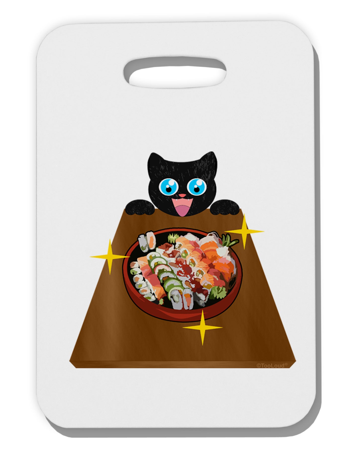 Anime Cat Loves Sushi Thick Plastic Luggage Tag by TooLoud-Luggage Tag-TooLoud-White-One Size-Davson Sales